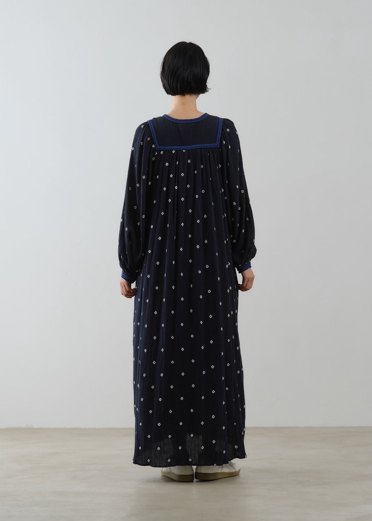 Cotton Crape Full Embroidery Yoke Dress