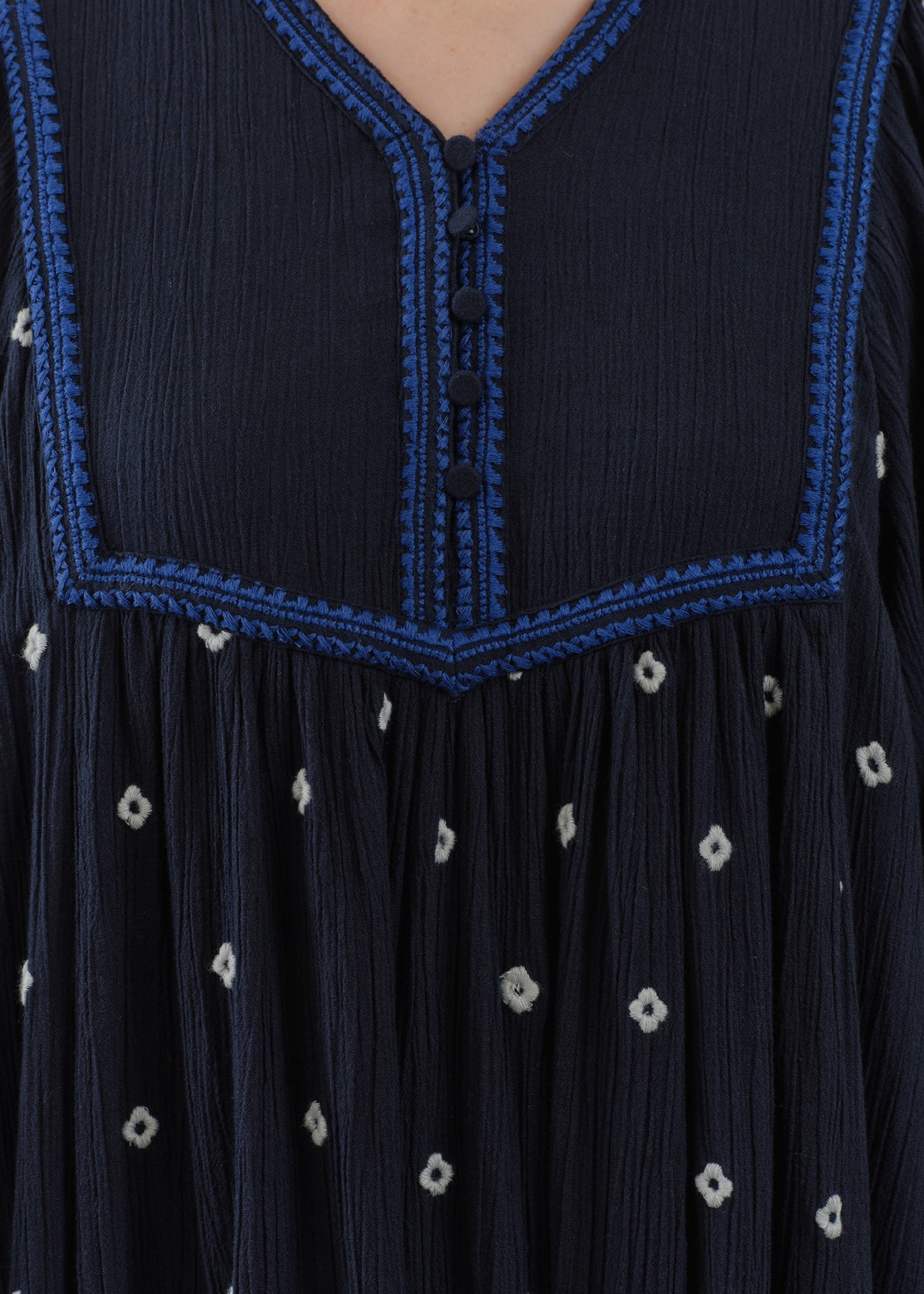 【8/5 10時発売】Cotton Crape Full Embroidery Yoke Dress