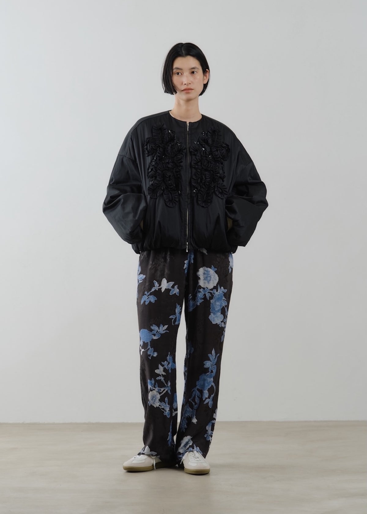 Poly Dupion Frill Embroidery Blouson