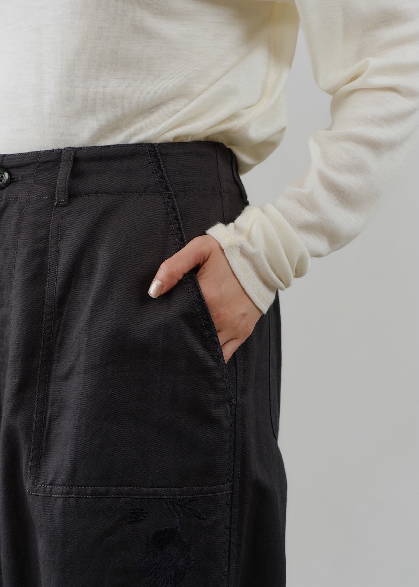 【8/5 10時発売】Cotton Linen Twill Embroidery Pants