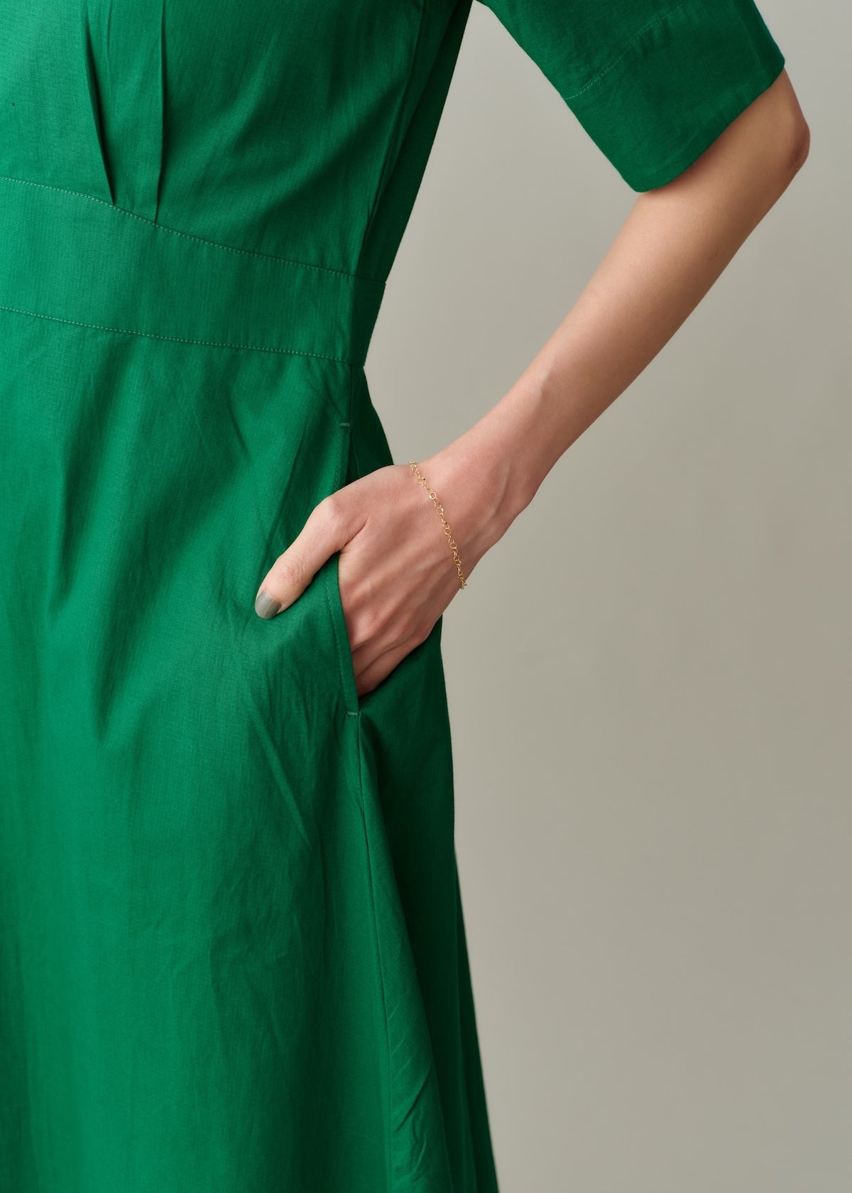 Cotton Dobby Check Flare Dress