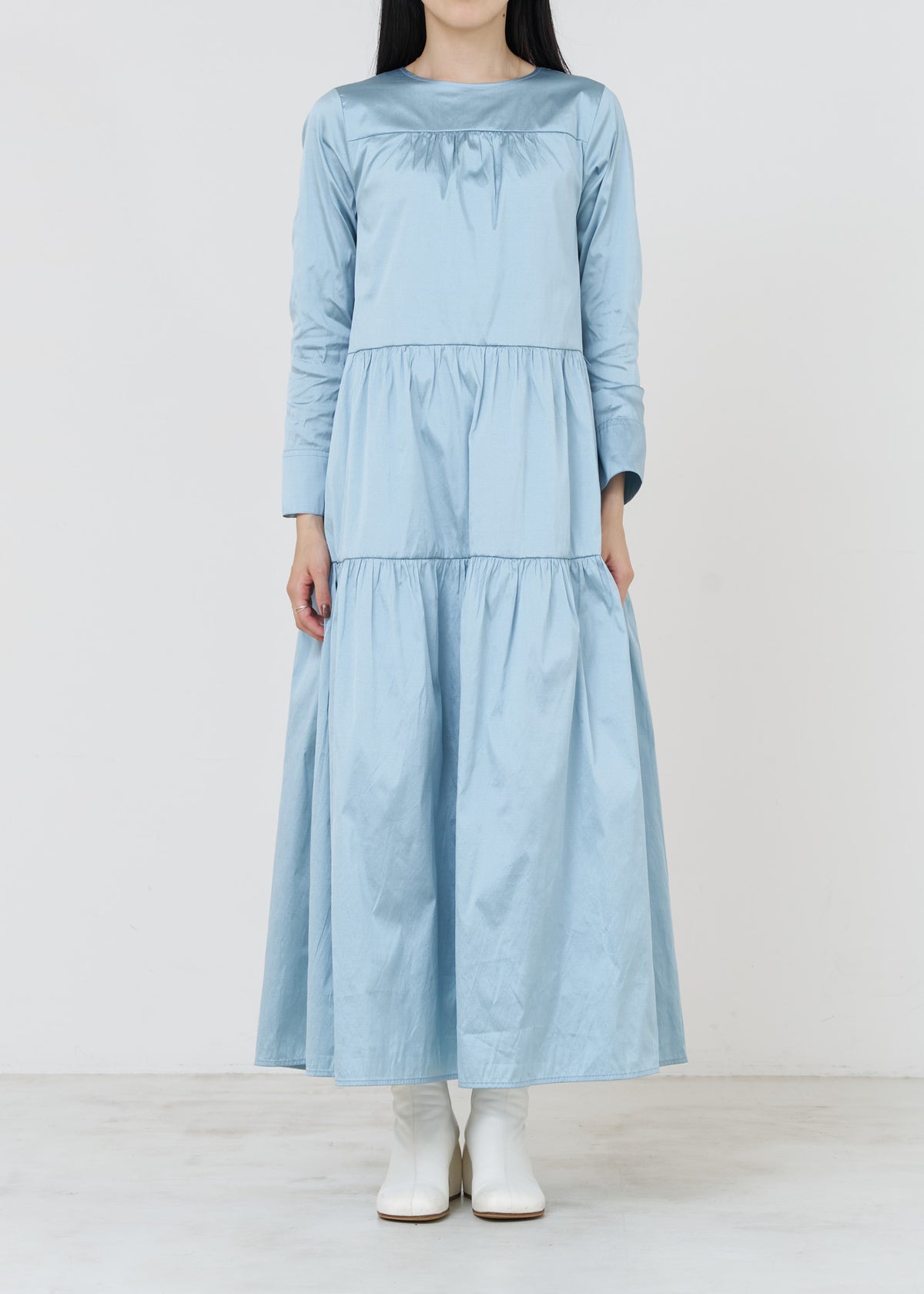 [Released on 11/13 at 10:00] Poly Dupion Solid Tiered Dress
