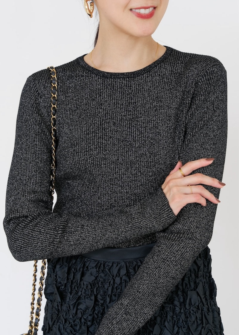 Wool Lurex Rib Pullover