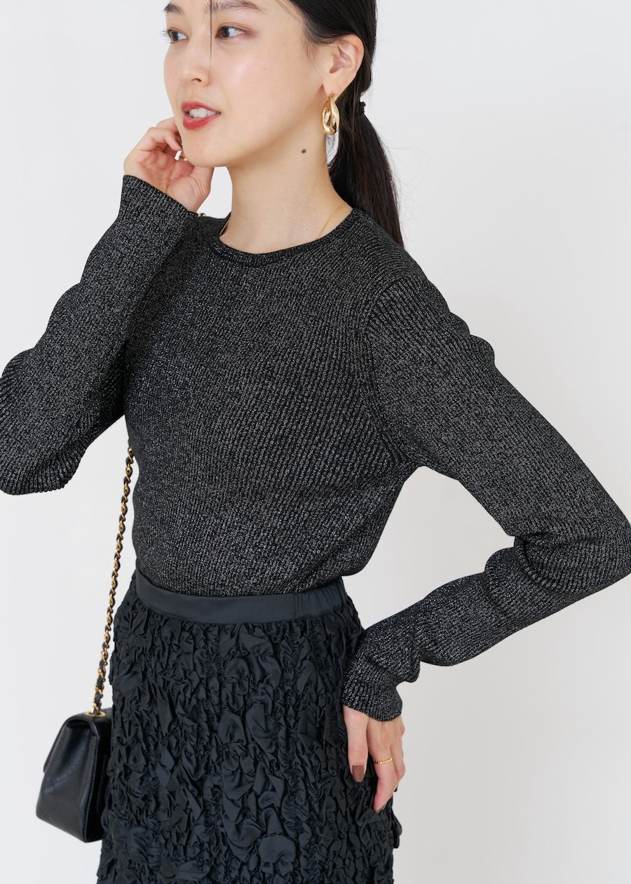 Wool Lurex Rib Pullover