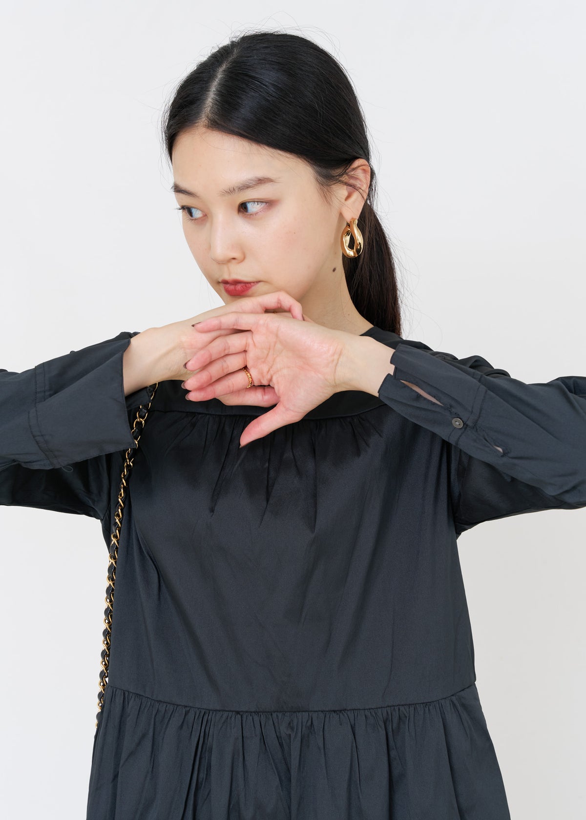 [Released on 11/13 at 10:00] Poly Dupion Solid Tiered Dress
