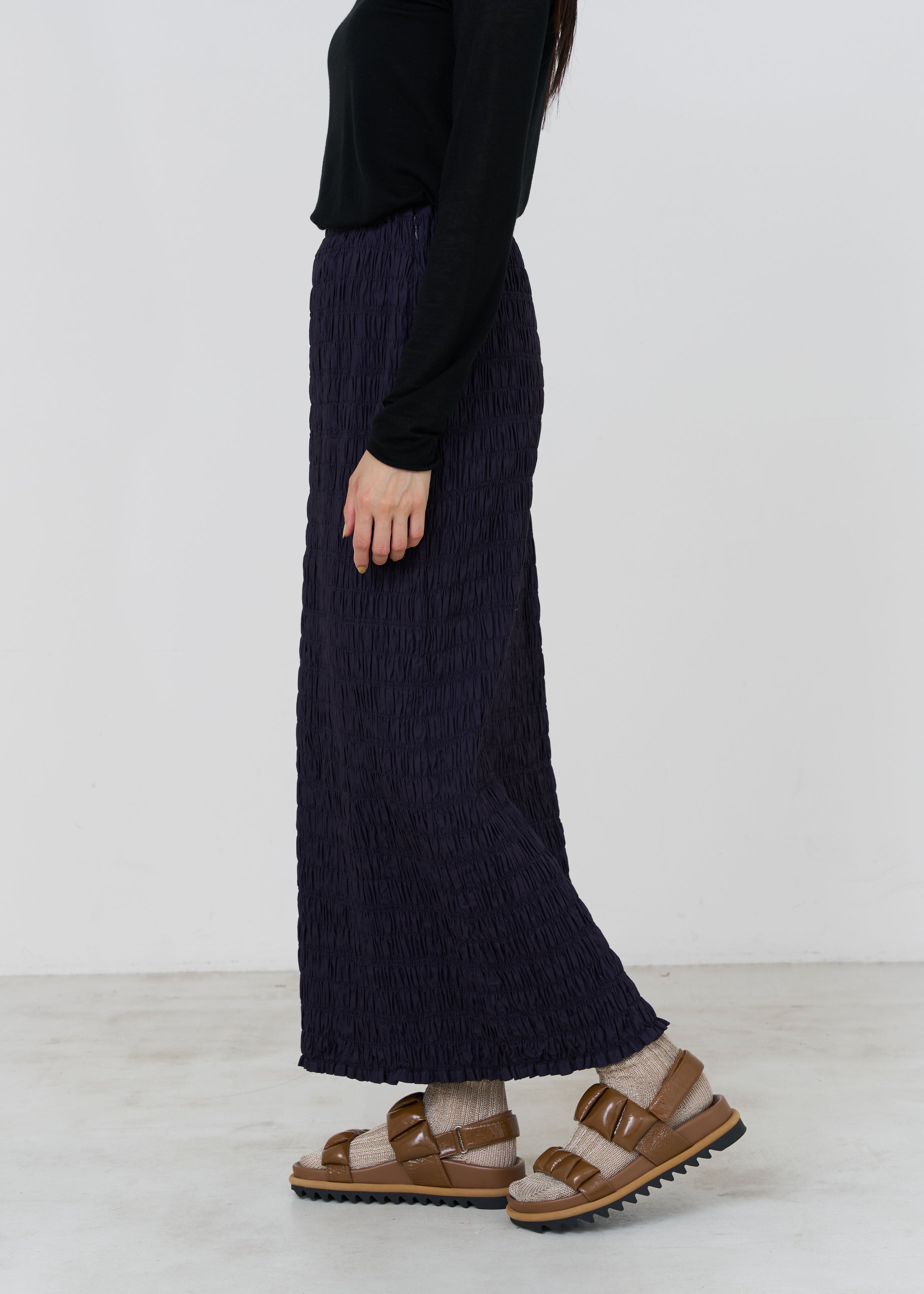 Cotton Poplin Shirring Skirt | Pasand by ne Quittez pas | パサンドバイヌキテパ