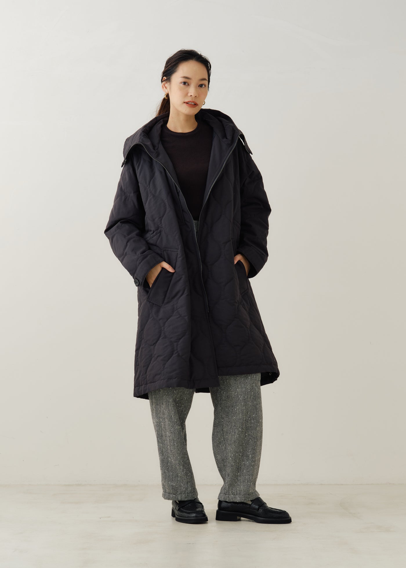 VACHEMENT Recycle Nylon Cotton Cross Quilting Coat | Pasand by ne