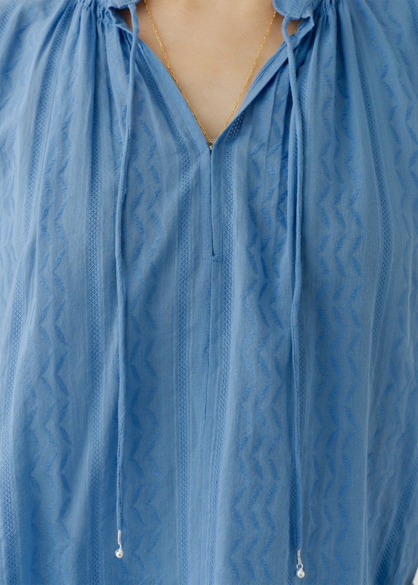 Cotton Zigzag Dobby French Sleeve Blouse | Pasand by ne Quittez