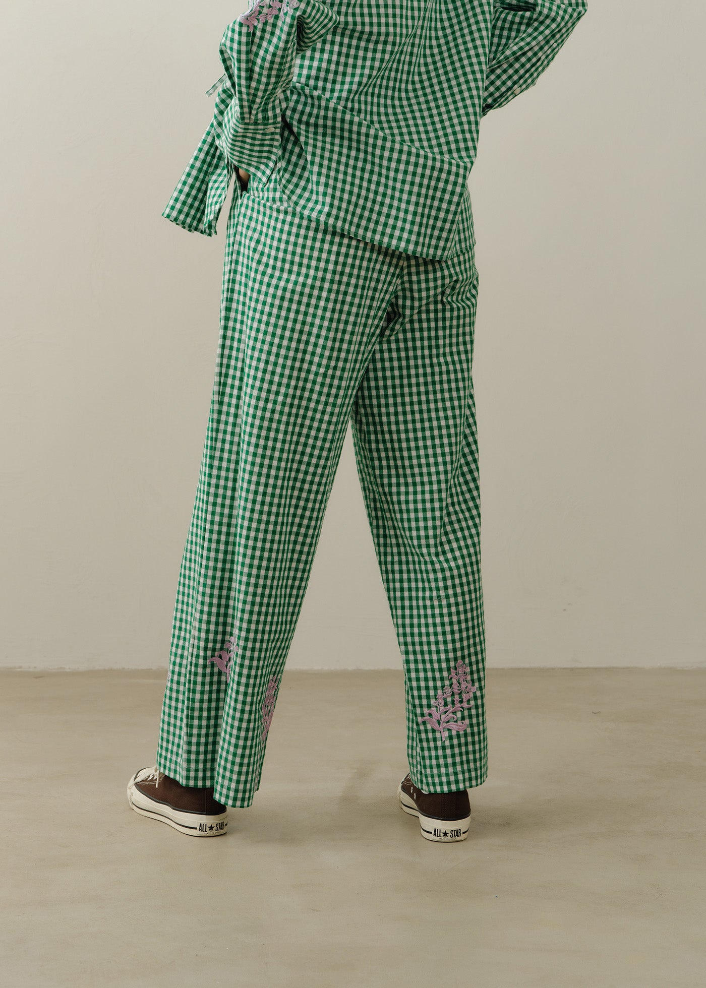 Cotton Poplin Mimosa Embroidery Pants | Pasand by ne Quittez pas