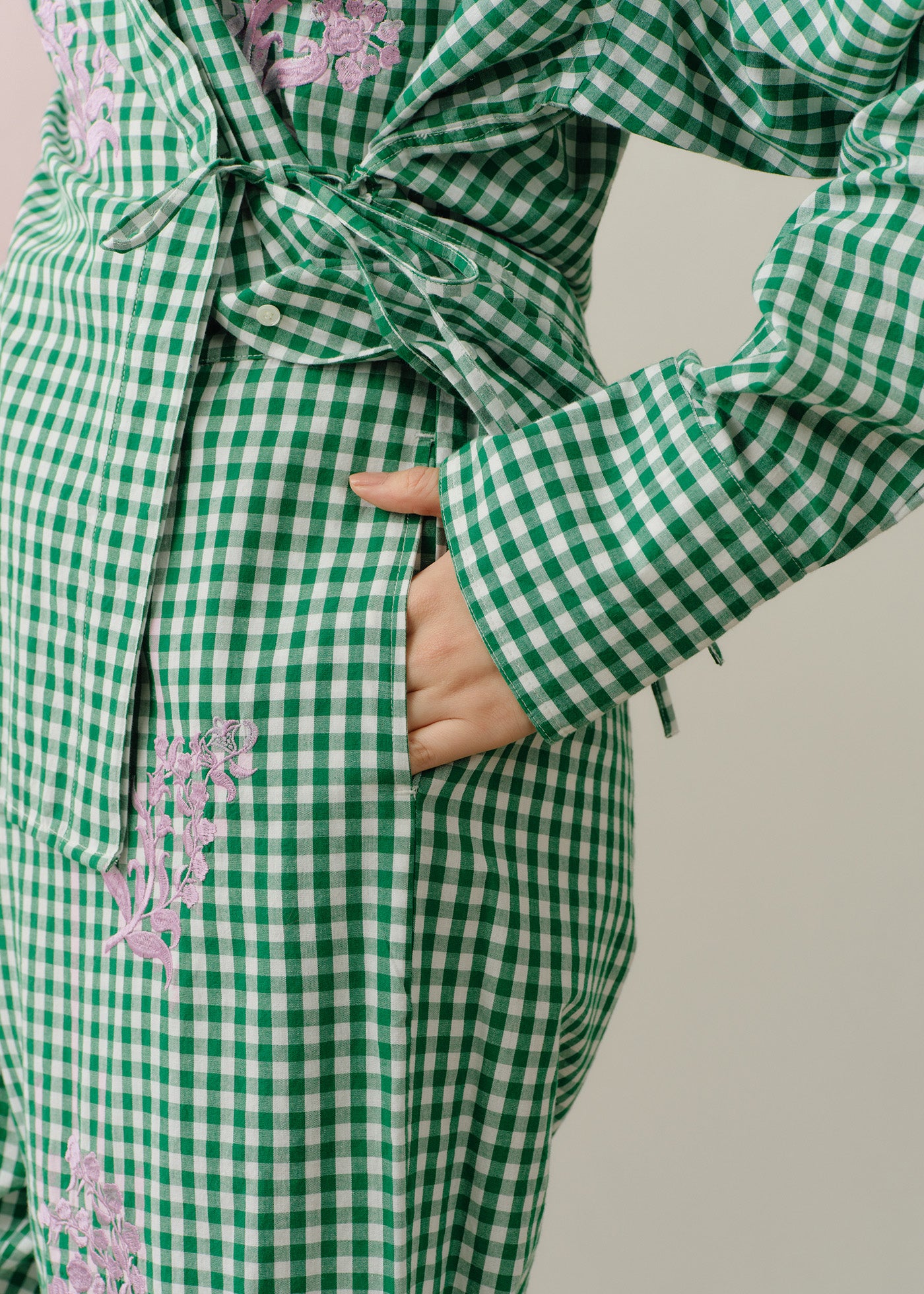 Cotton Poplin Mimosa Embroidery Pants