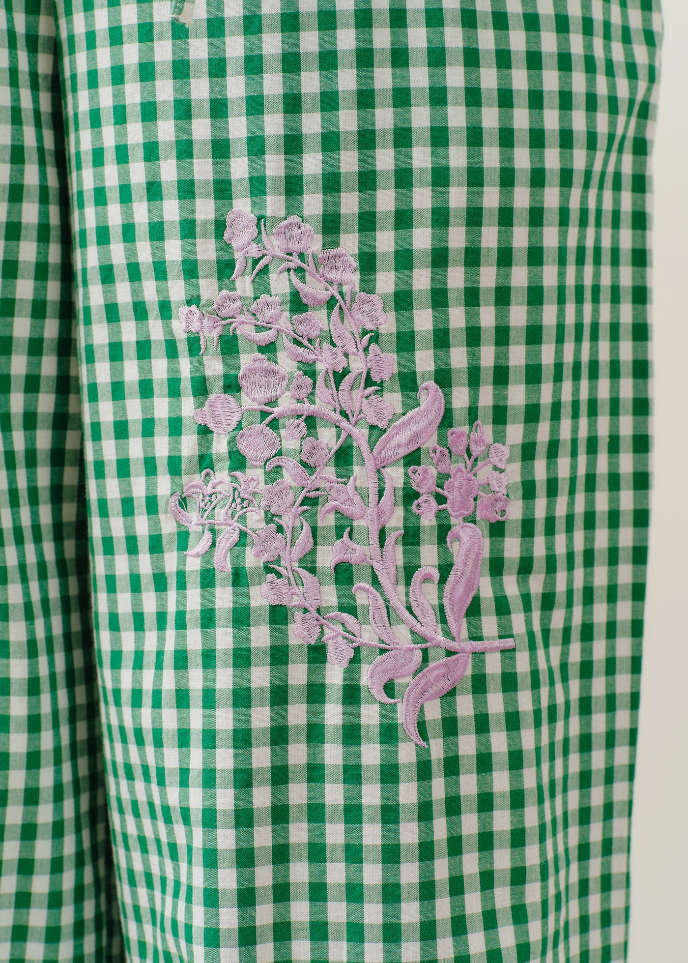 Cotton Poplin Mimosa Embroidery Pants | Pasand by ne Quittez pas