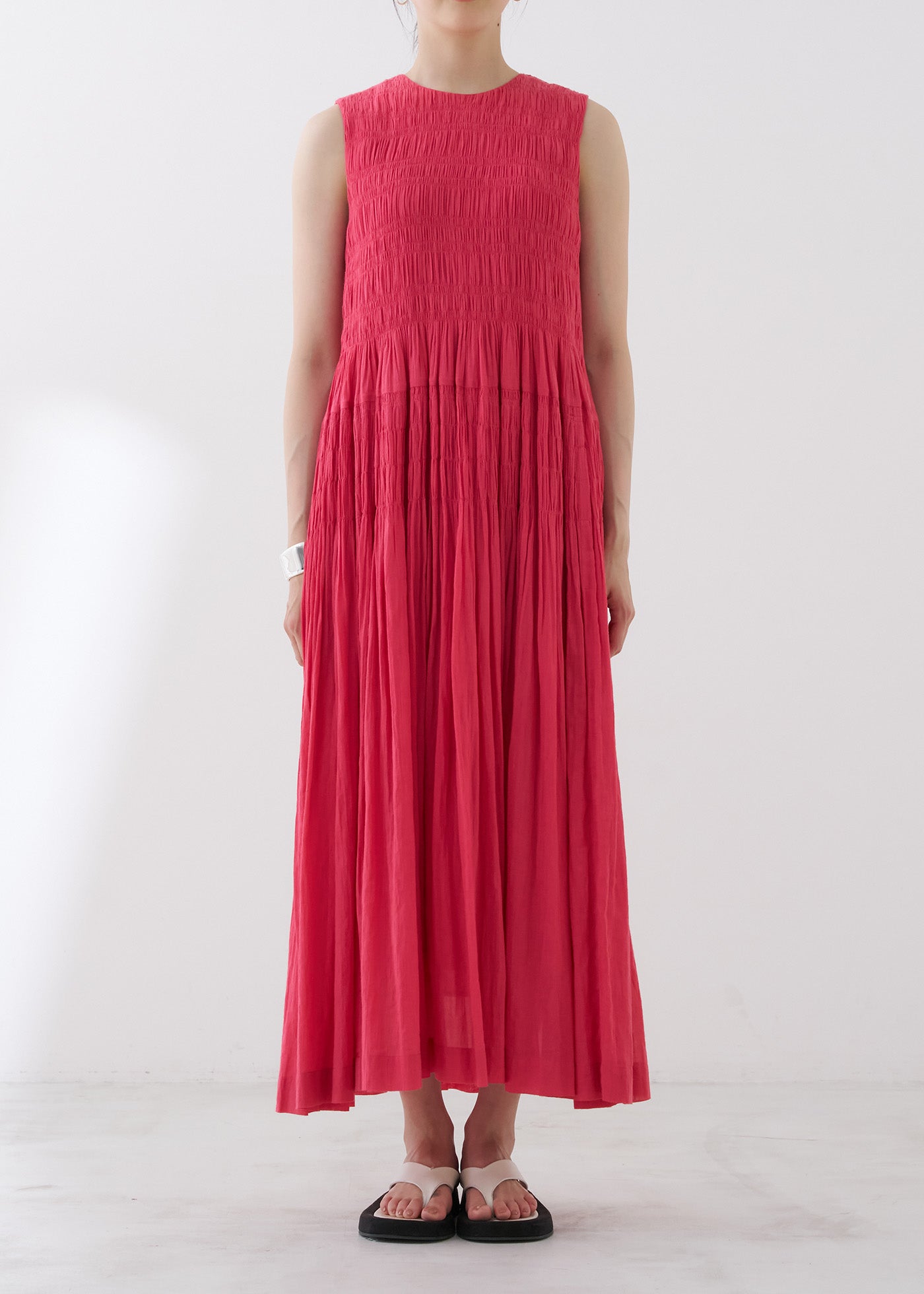 Cotton Voile Shirring Sleeveless Dress | Pasand by ne Quittez pas 