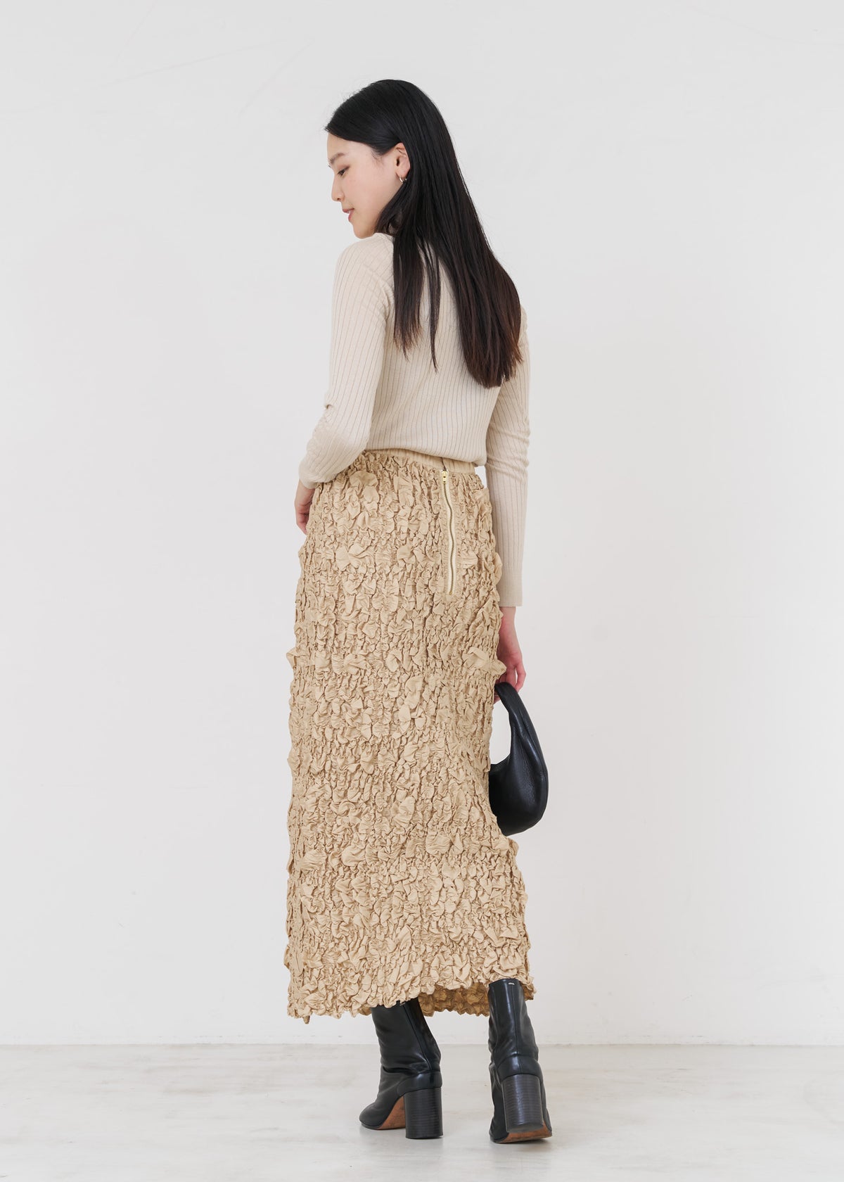 Poly Dupion Check Shirring Skirt