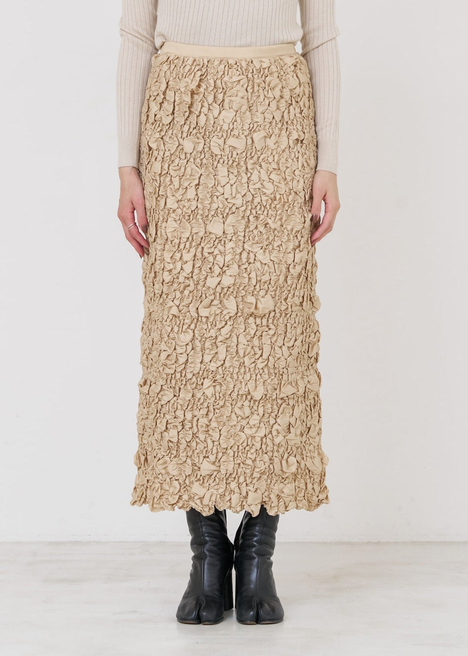 Poly Dupion Check Shirring Skirt