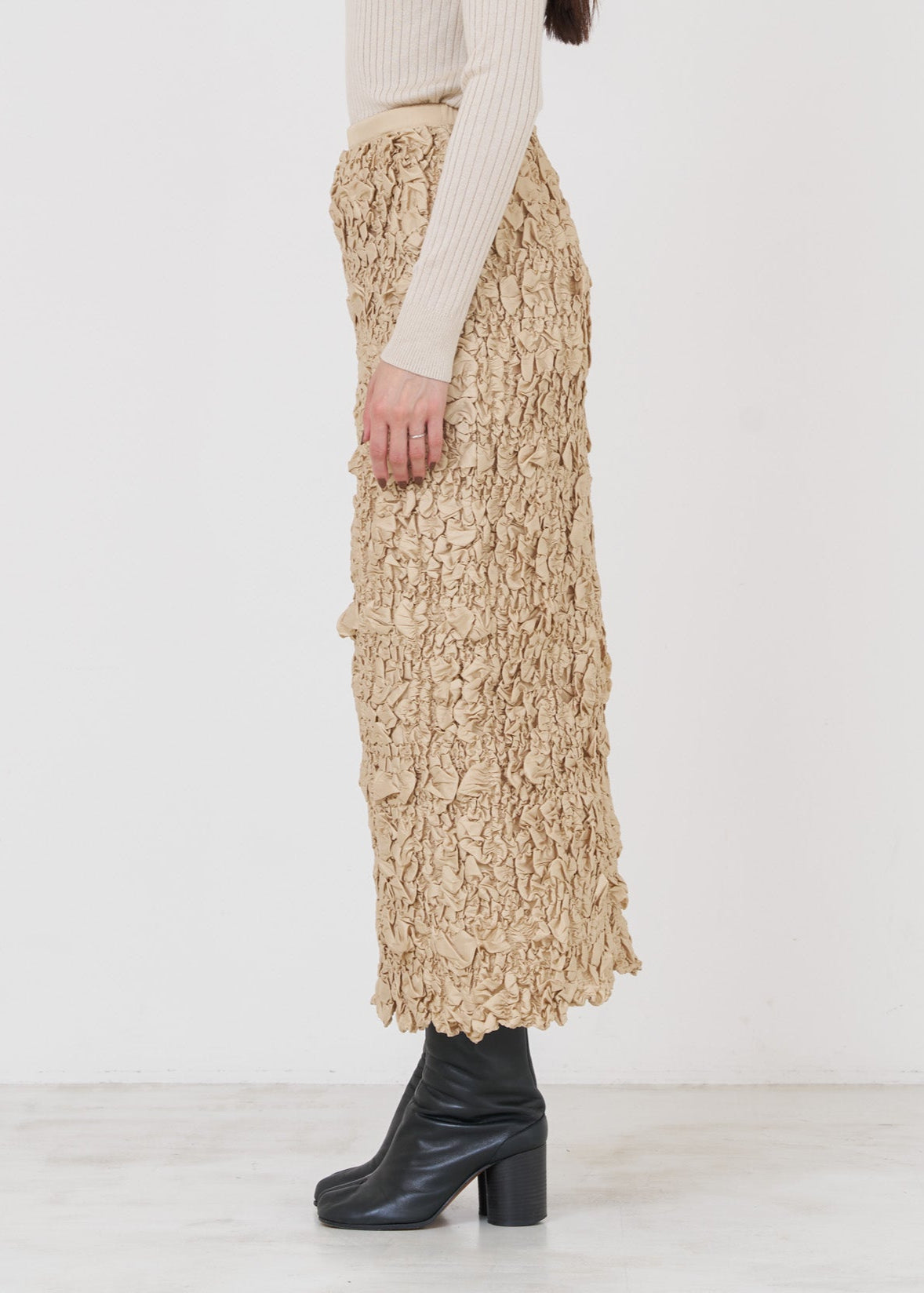 Poly Dupion Check Shirring Skirt
