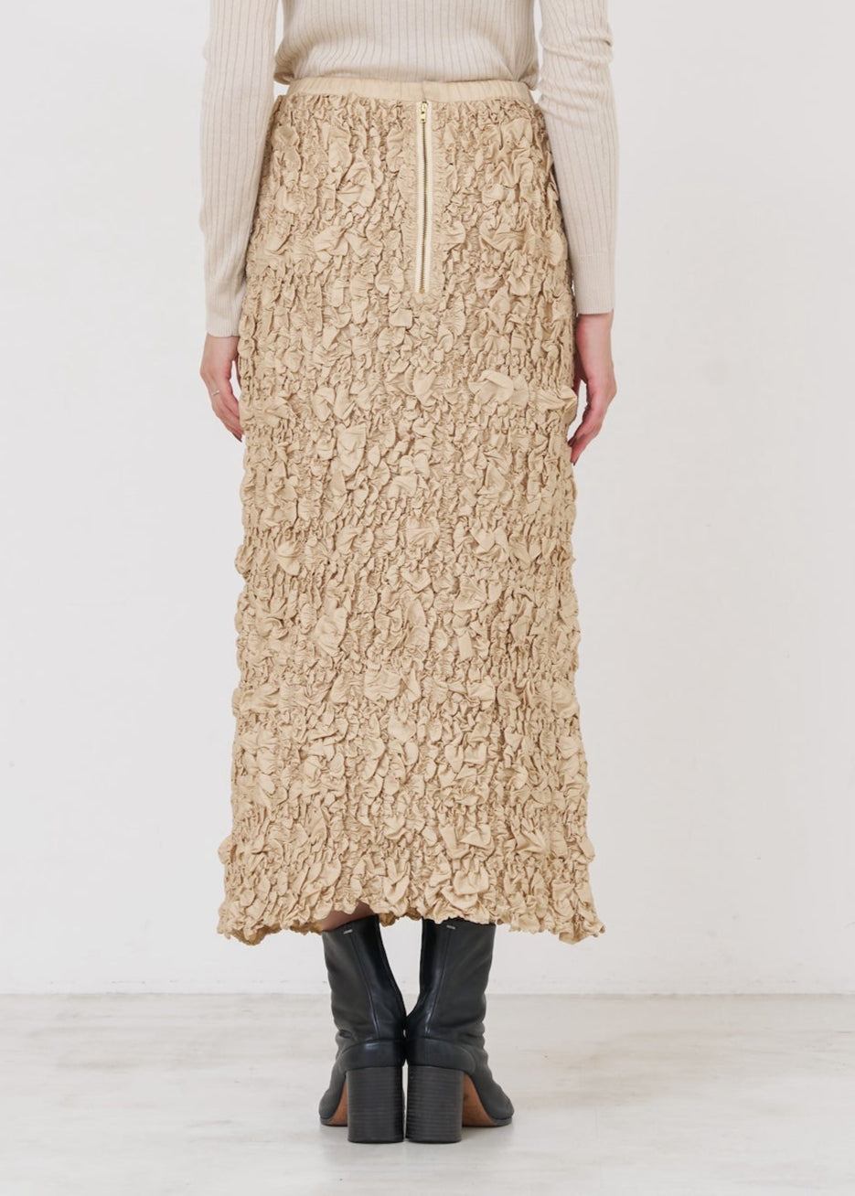 Poly Dupion Check Shirring Skirt