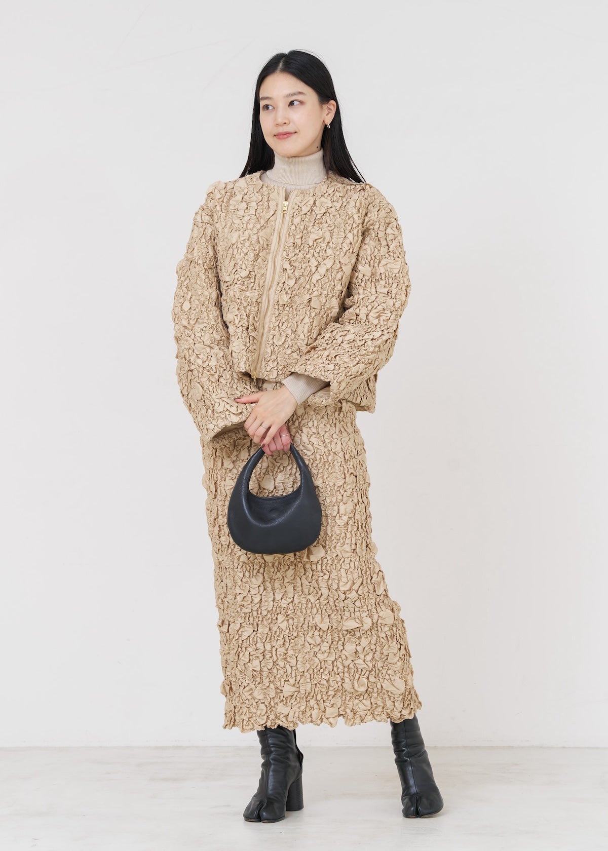 Poly Dupion Check Shirring Skirt