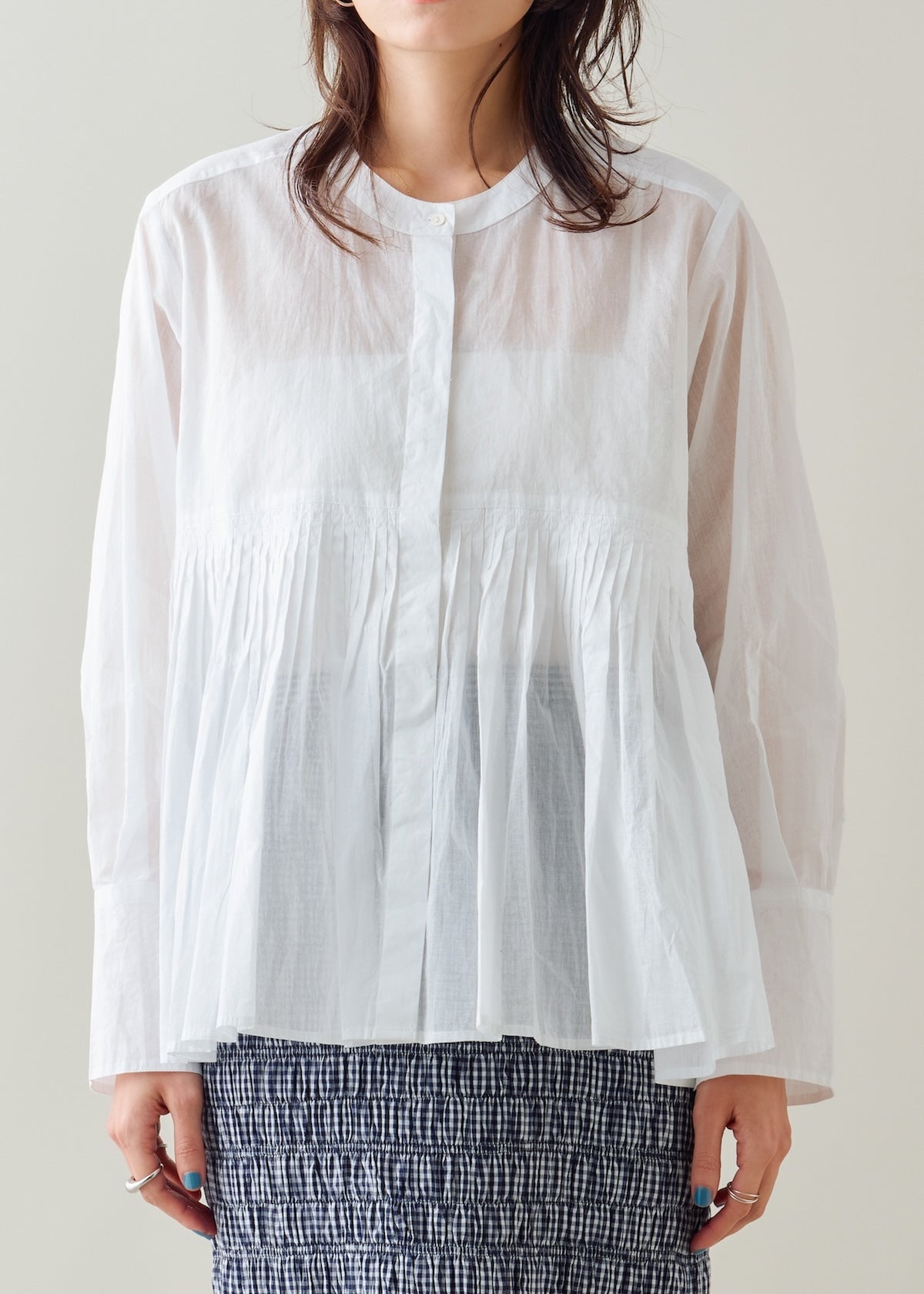 Cotton Organza Tuck Blouse