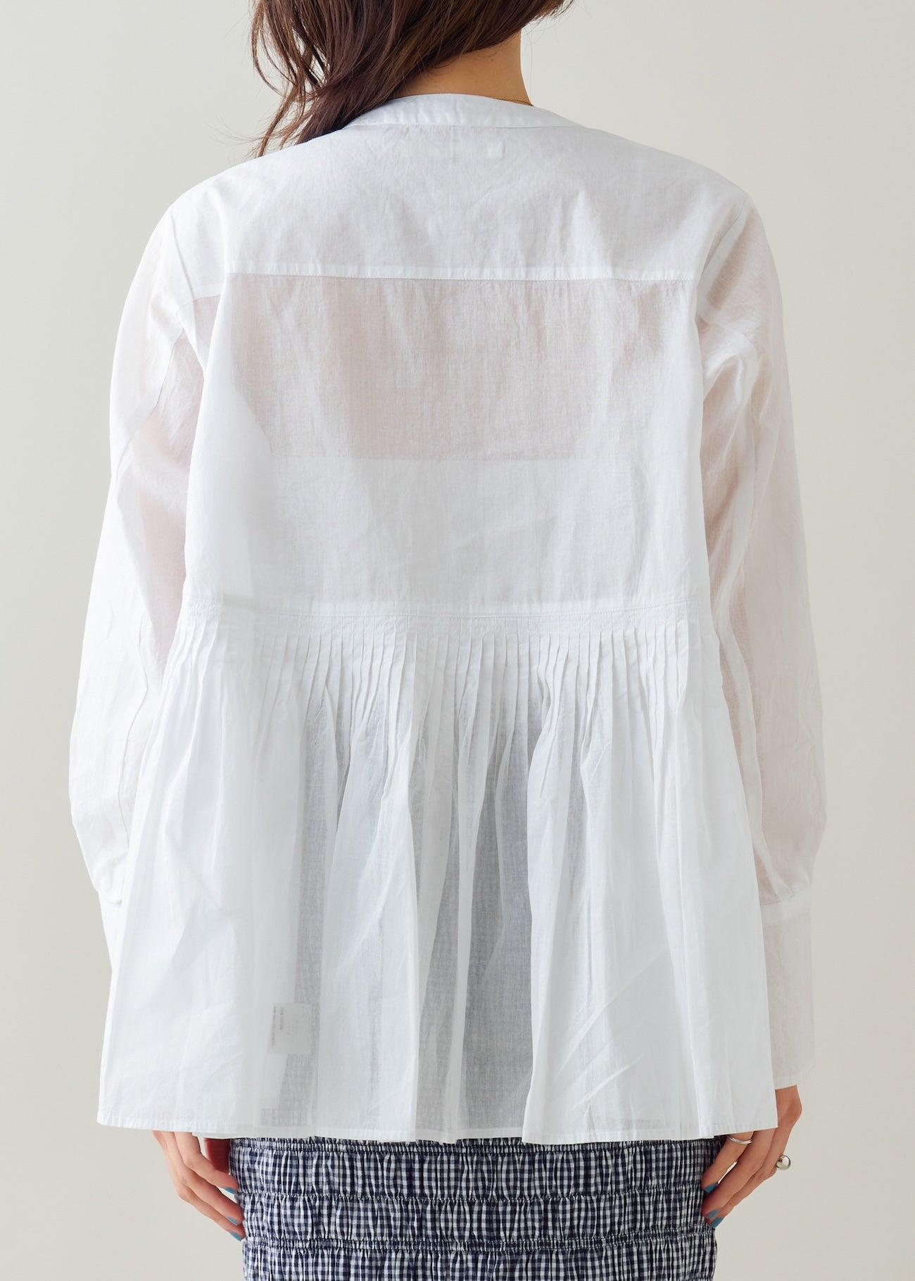 Cotton Organza Tuck Blouse