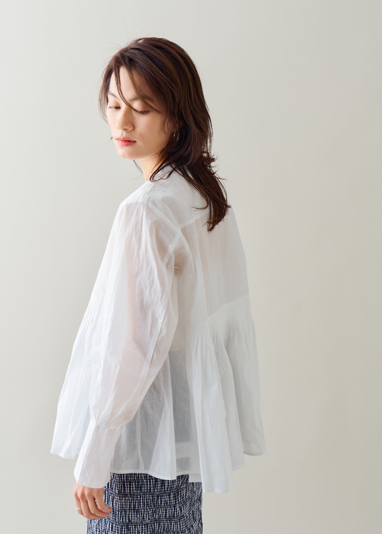 Cotton Organza Tuck Blouse