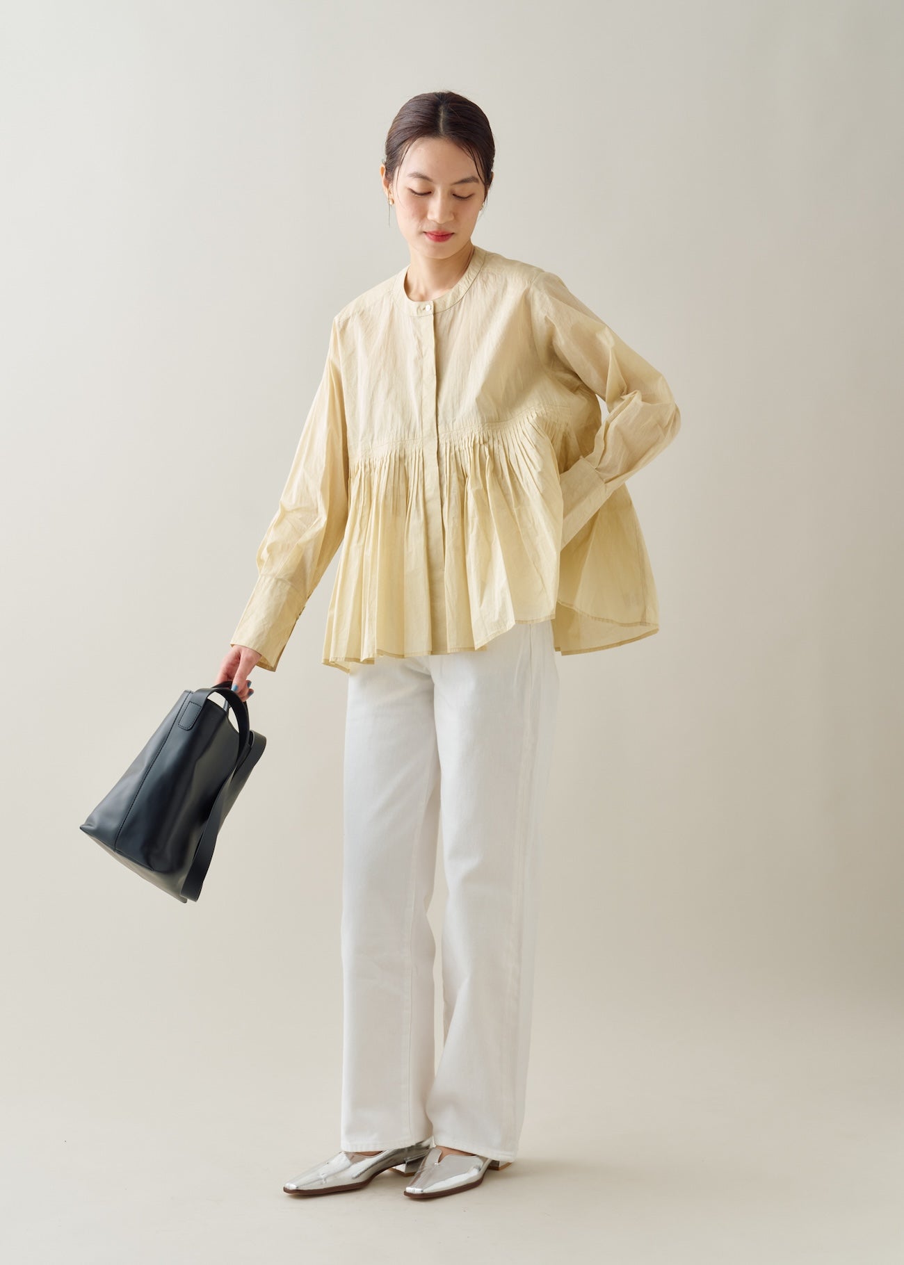 Cotton Organza Tuck Blouse