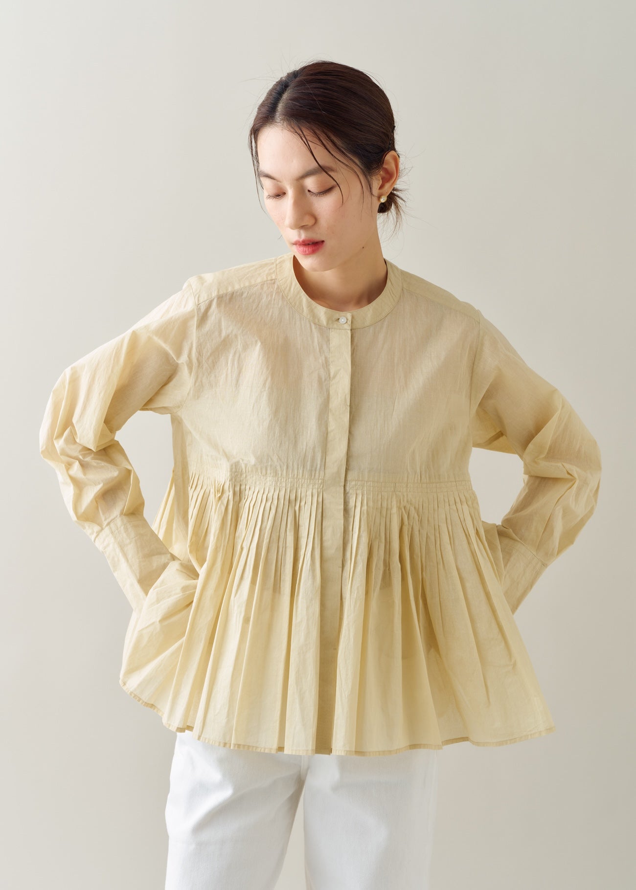 Cotton Organza Tuck Blouse