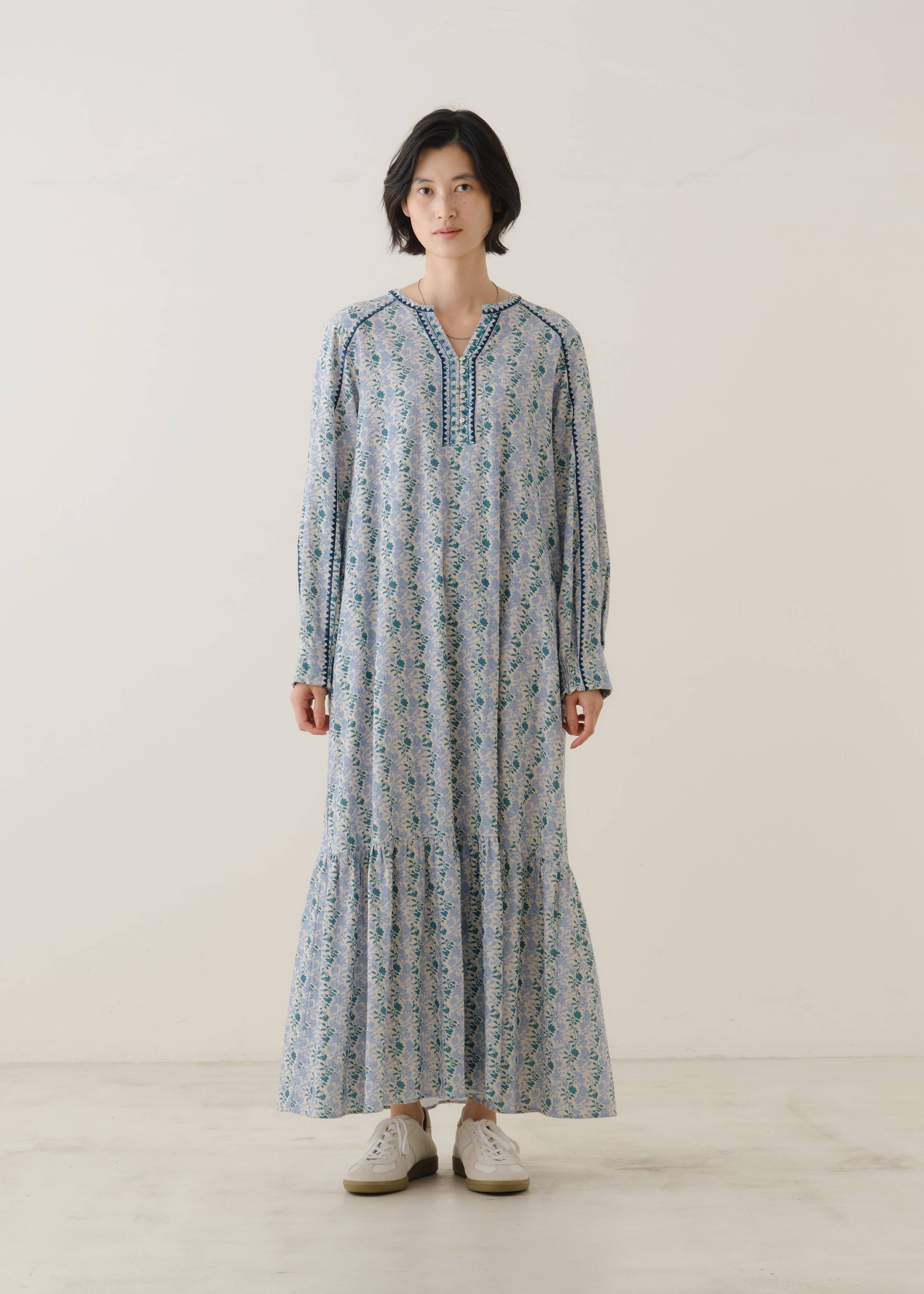 10/7 10時発売】Crimp Cotton Abelia Print Line Embroidery Dress