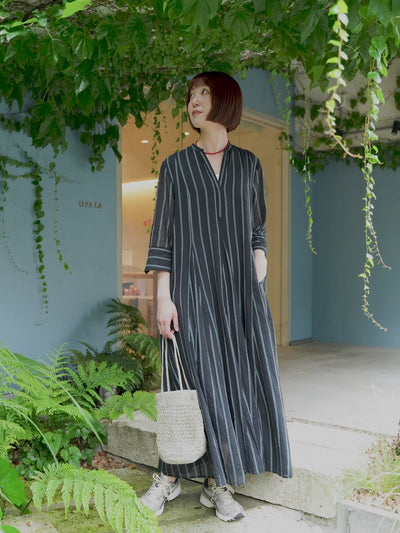 Cotton Voile Stripe Panel Dress | Pasand by ne Quittez pas