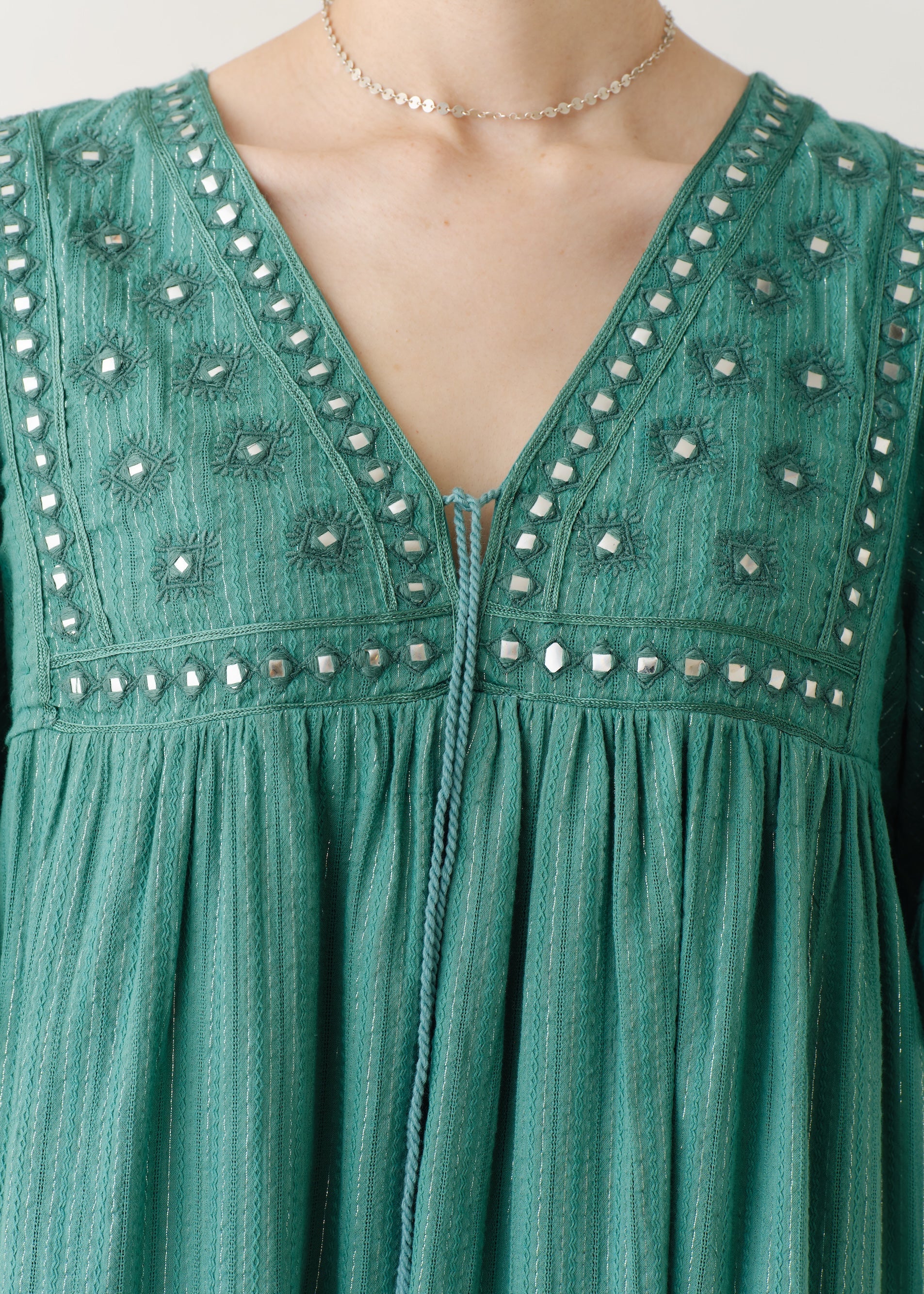 Cotton Jacquard Mirror Embroidery Dress | Pasand by ne Quittez pas