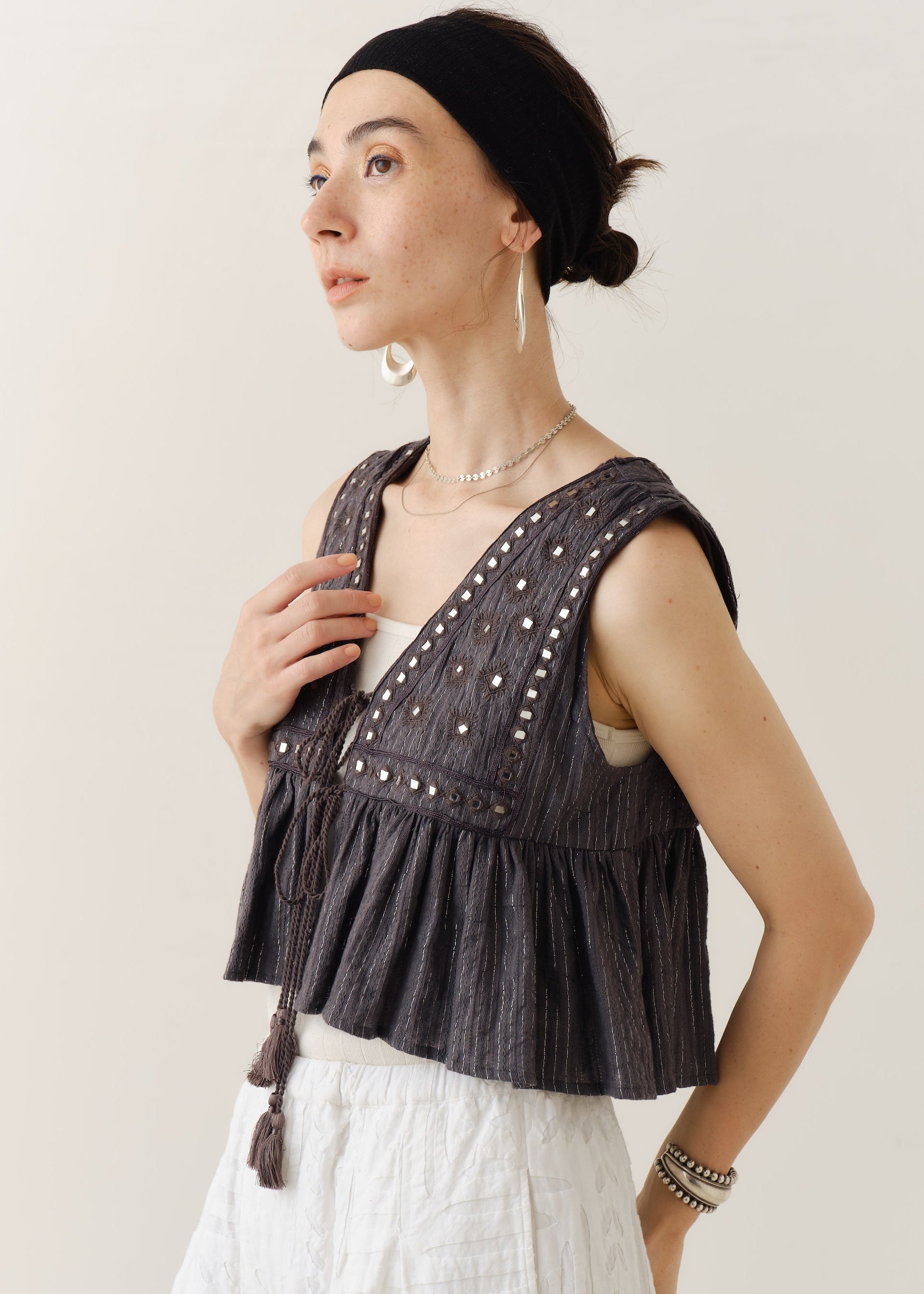 Cotton Jacquard Mirror Embroidery Top | Pasand by ne Quittez pas