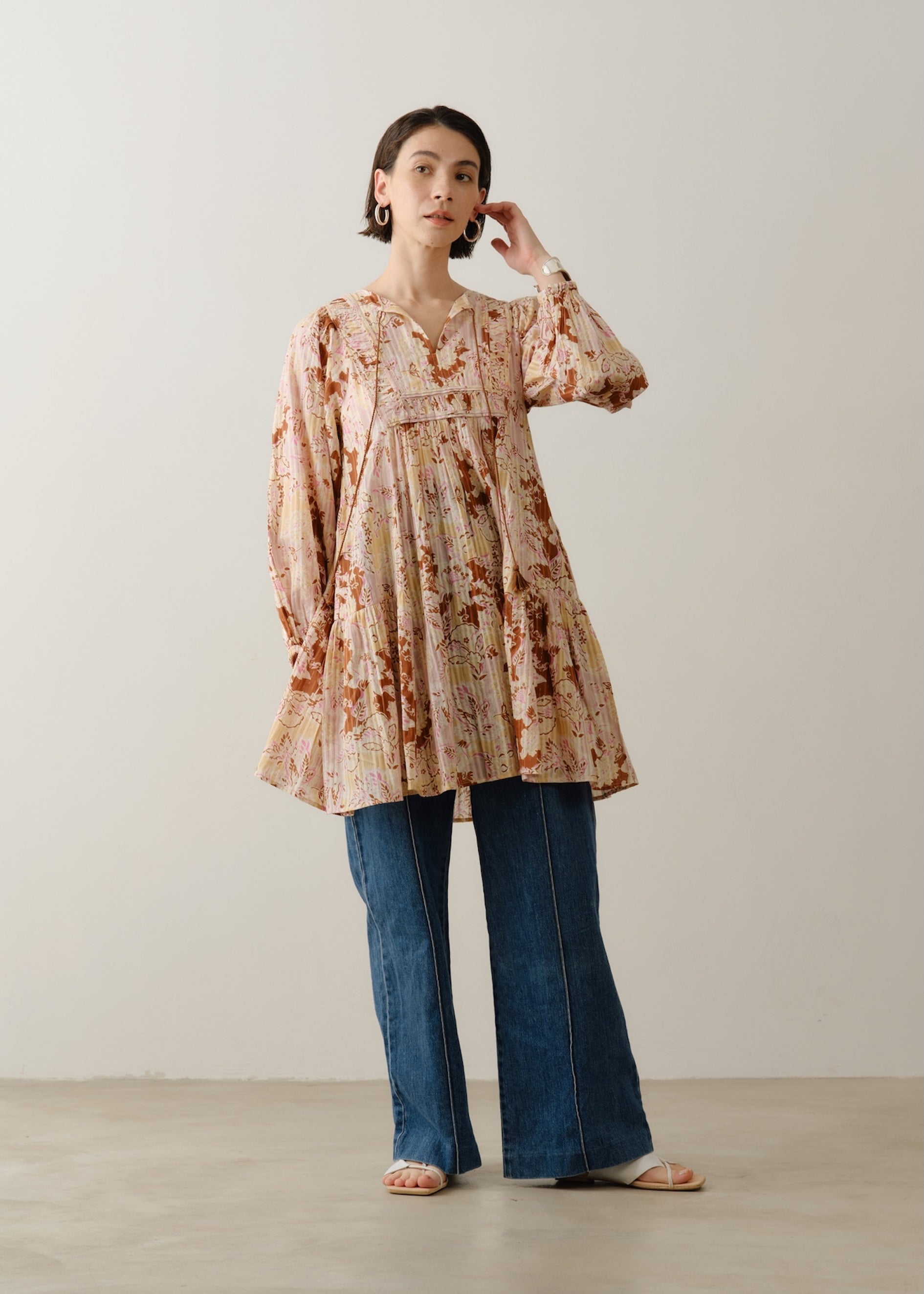 Cotton Bohemian Flower Print Mini Dress | Pasand by ne Quittez pas