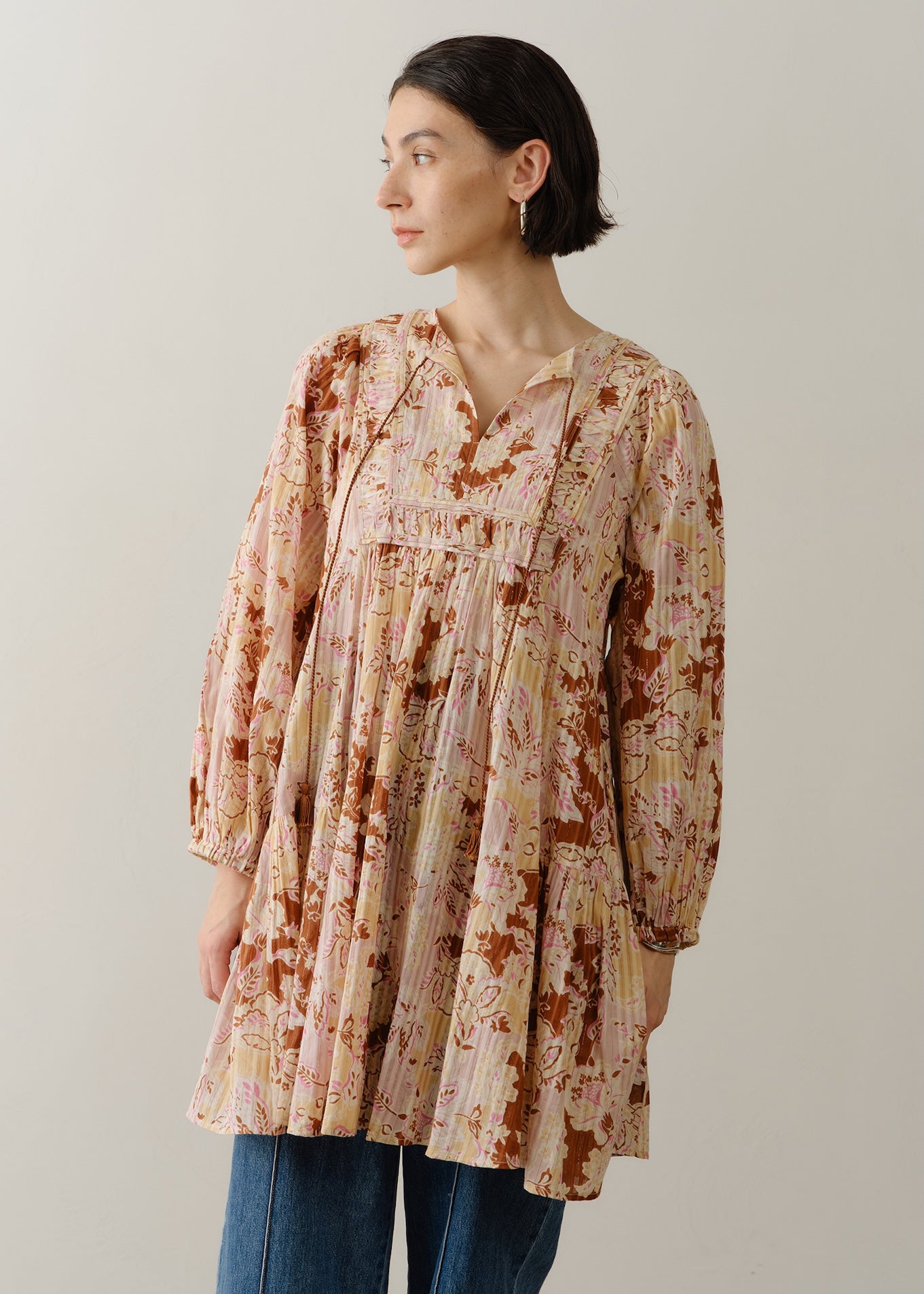 Cotton Bohemian Flower Print Mini Dress | Pasand by ne Quittez pas