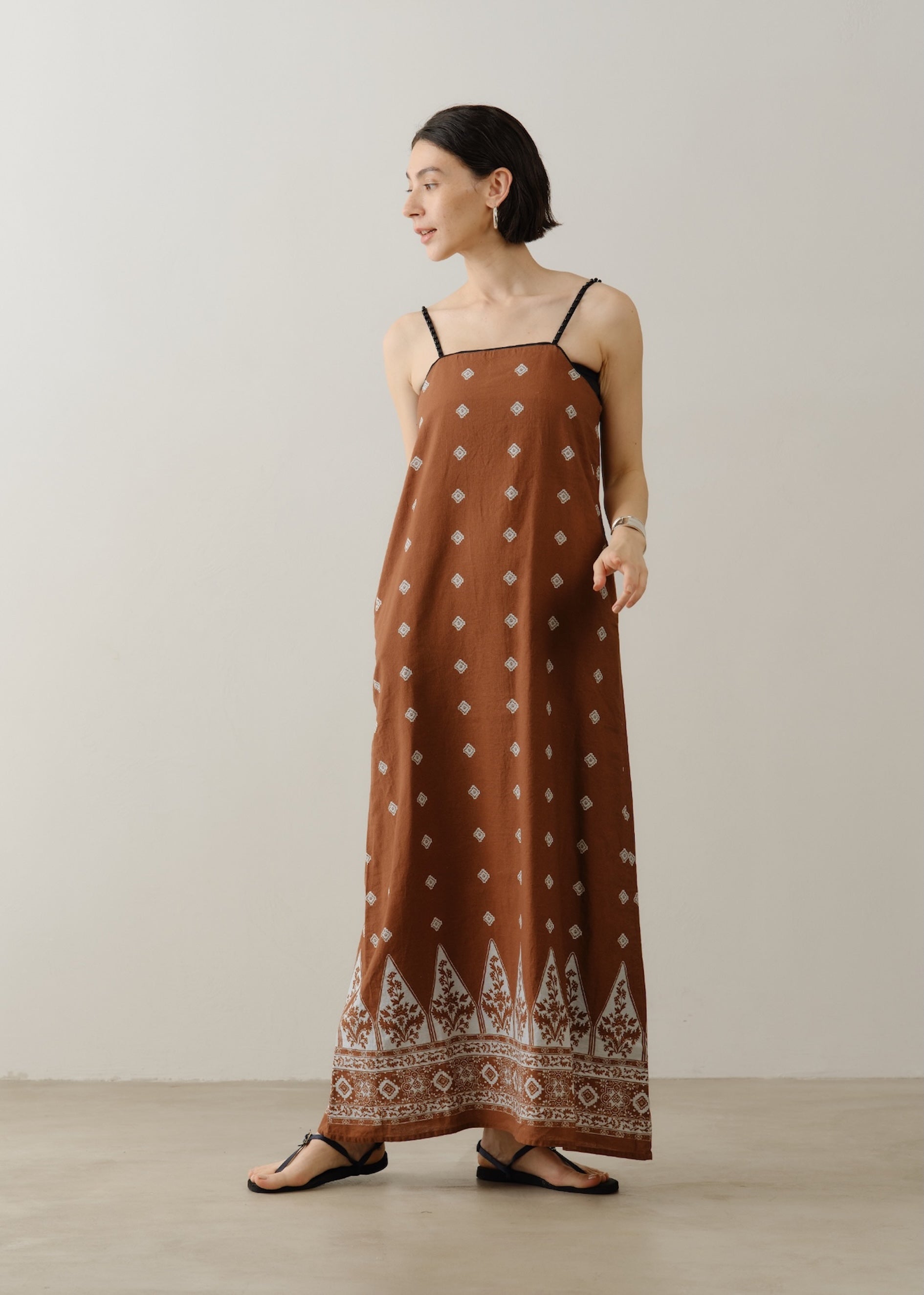 Cotton Linen Zigzag Flower Print Cami Dress | Pasand by ne Quittez