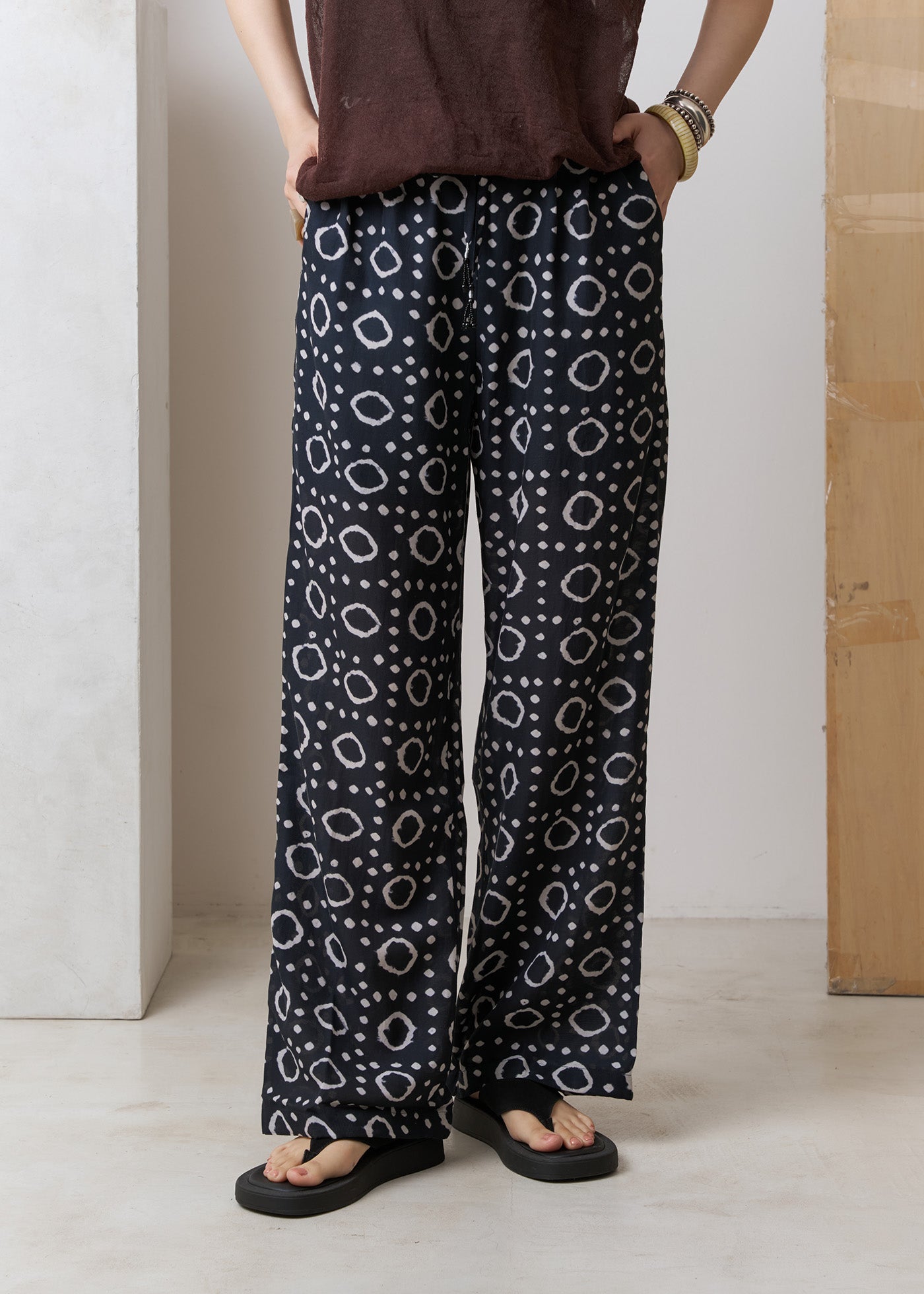 Rice Tie-Dye Print Relax Pants