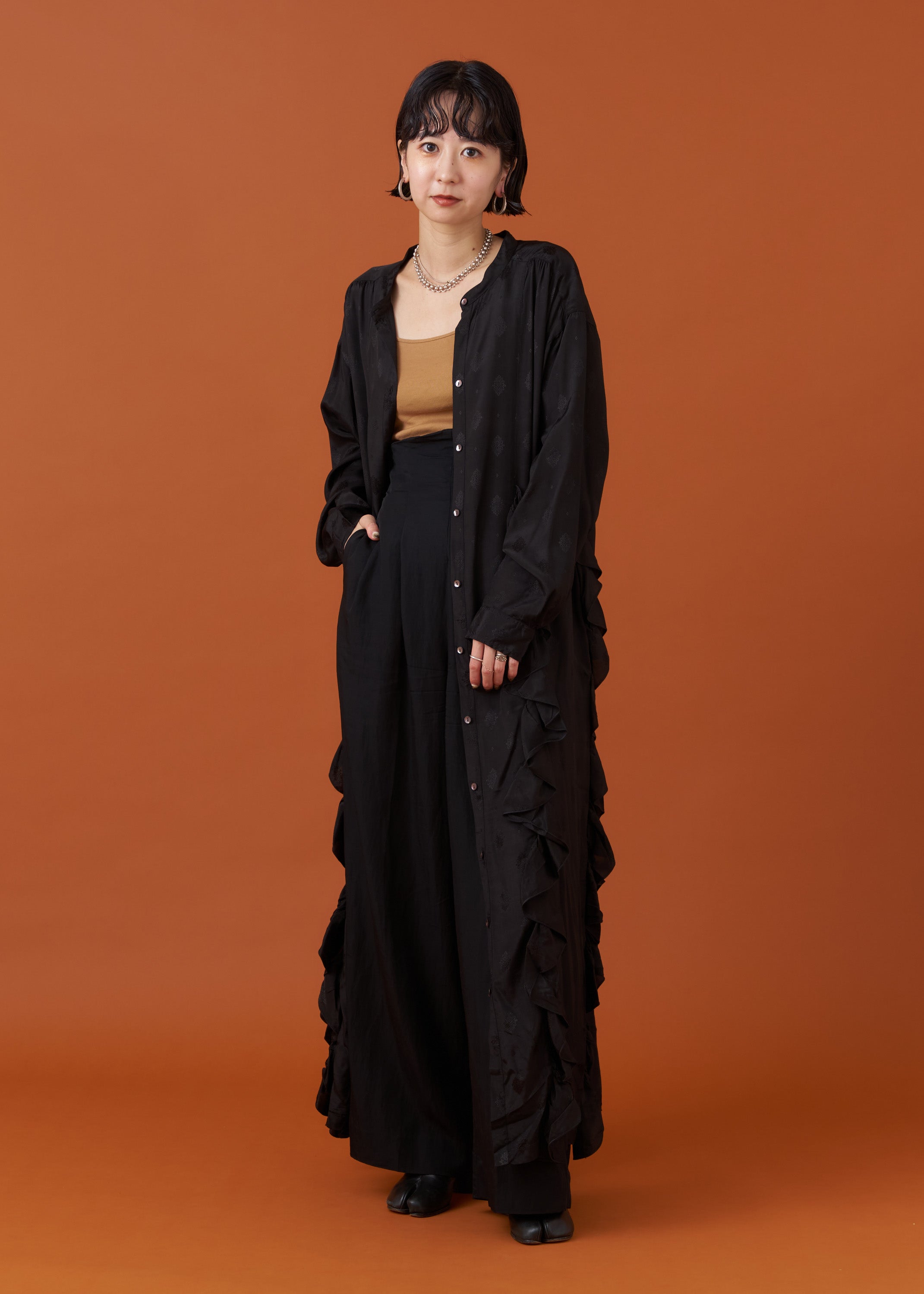 Rayon Jacquard Frill Kaftan Dress | Pasand by ne Quittez pas | パサンドバイヌキテパ