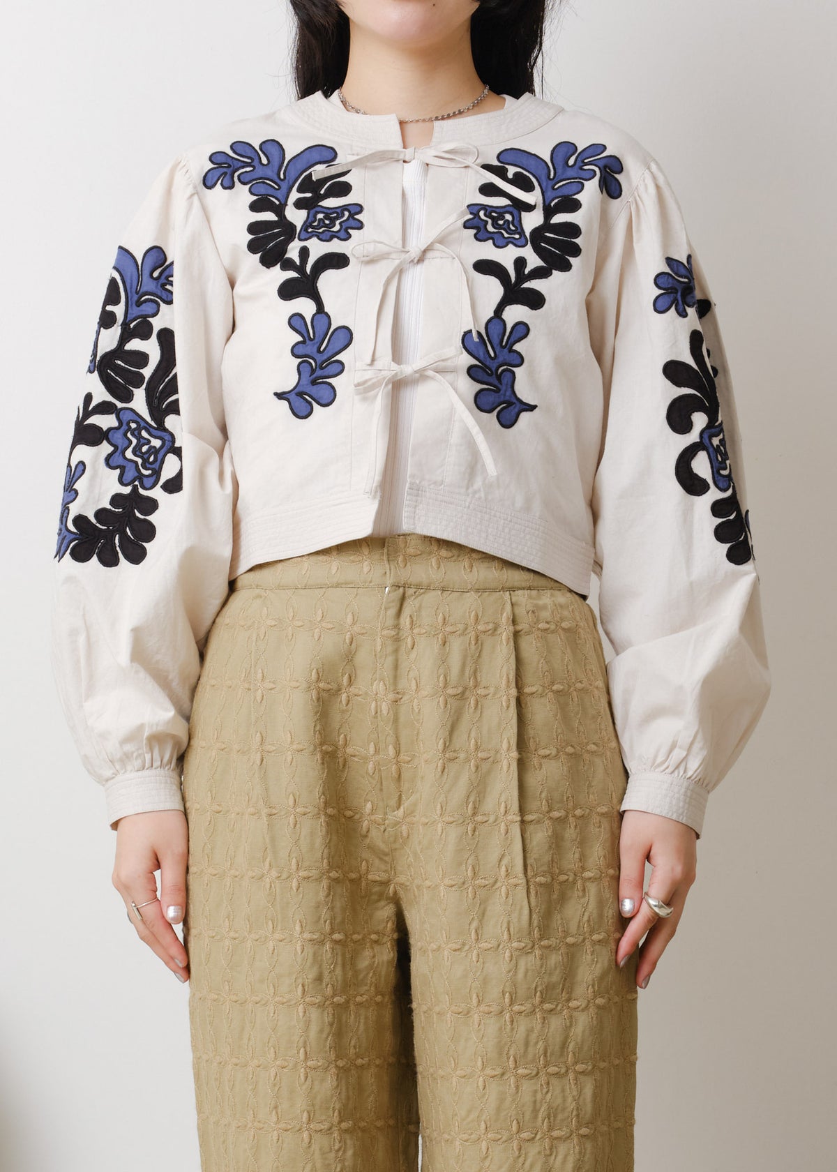 Cotton Linen Patchwork Embroidery Top