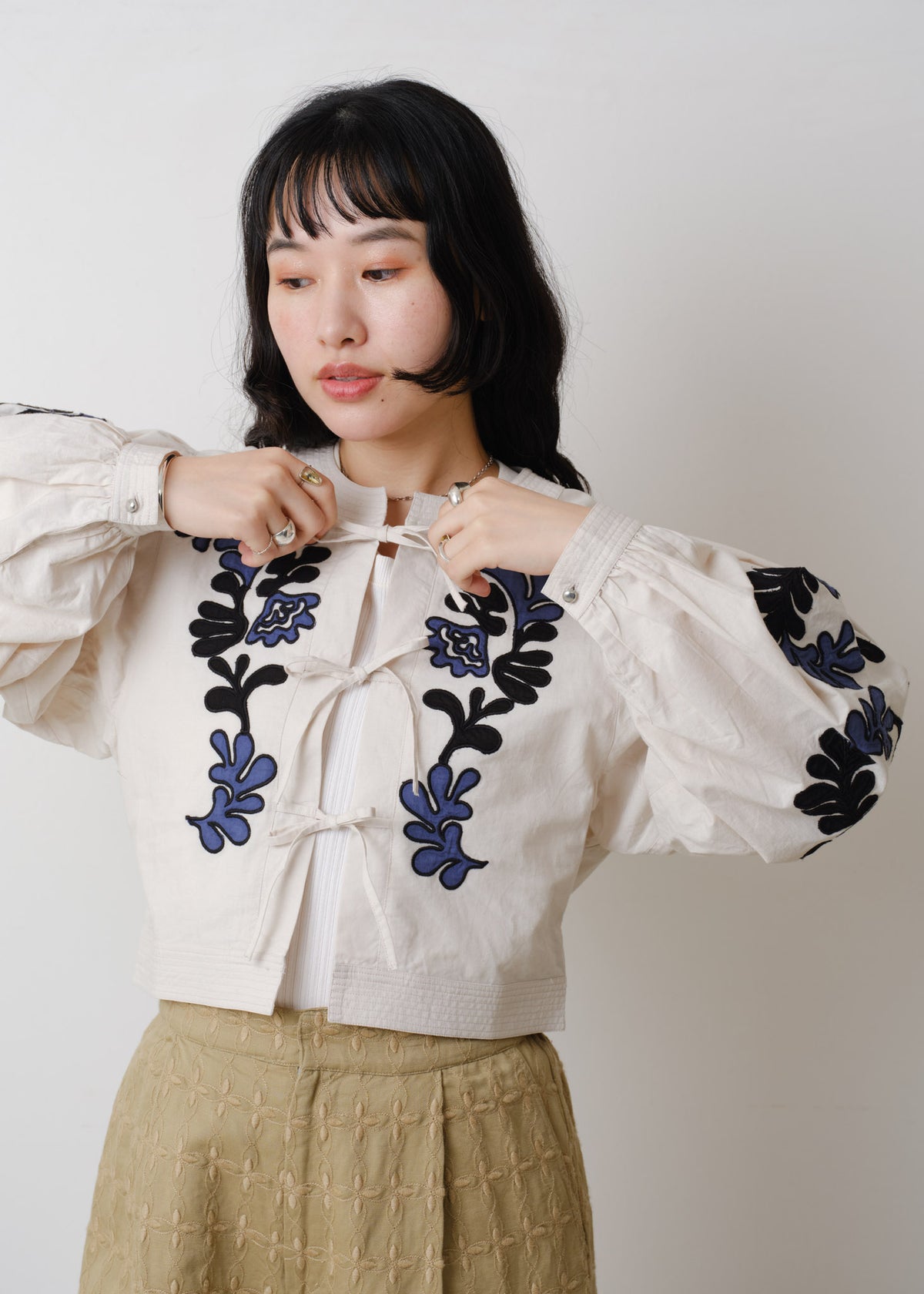 Cotton Linen Patchwork Embroidery Top