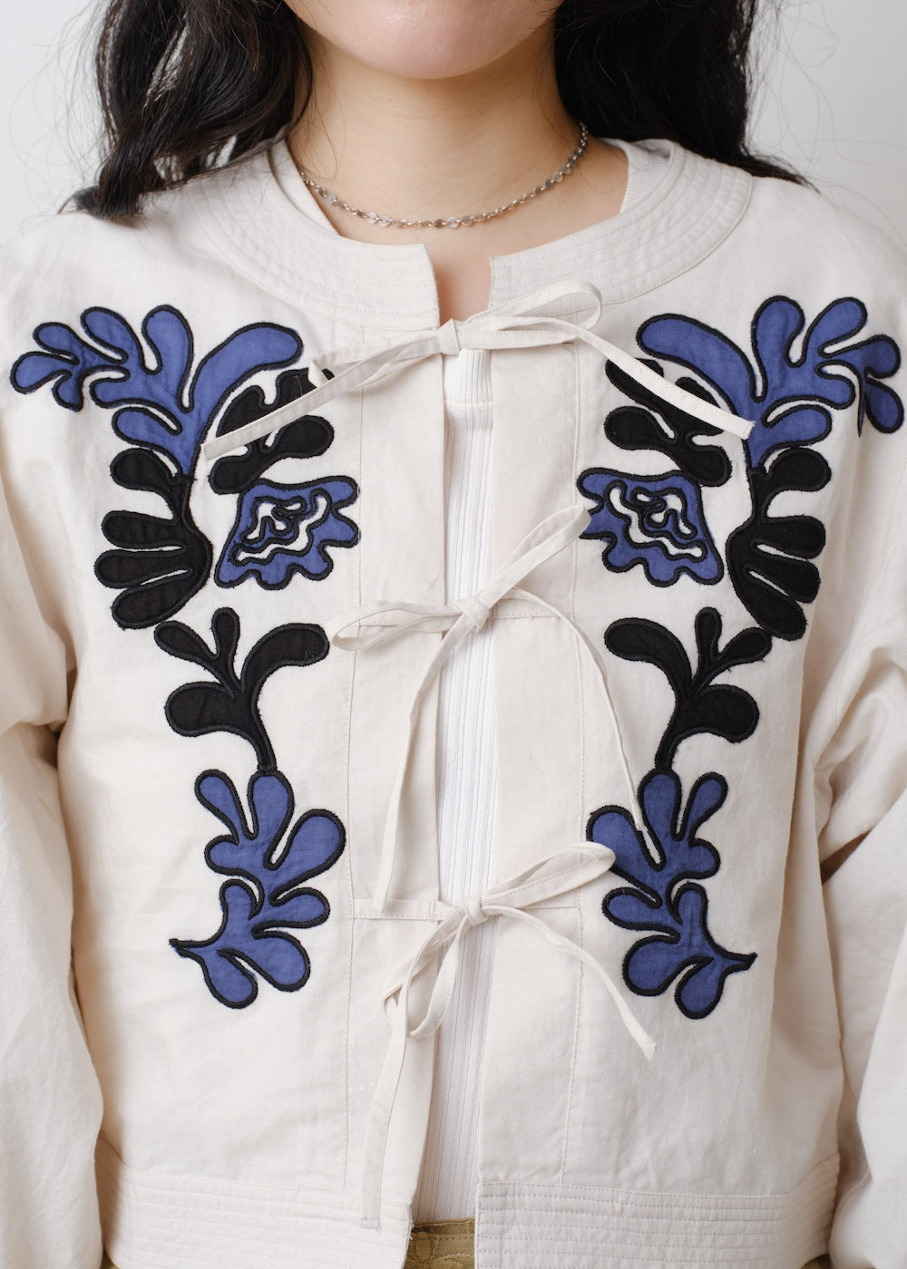 Cotton Linen Patchwork Embroidery Top