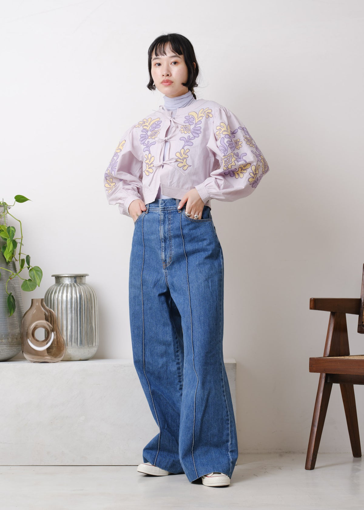 Cotton Linen Patchwork Embroidery Top
