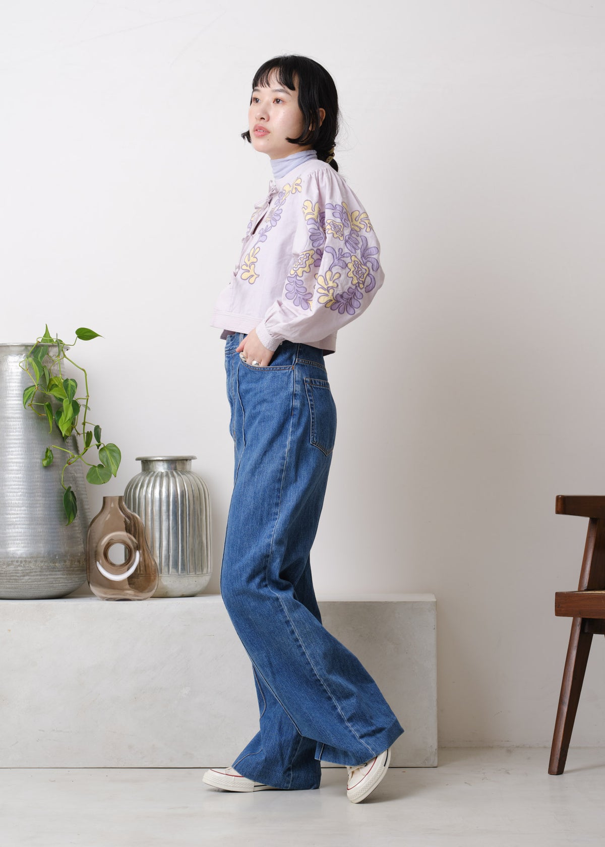 Cotton Linen Patchwork Embroidery Top