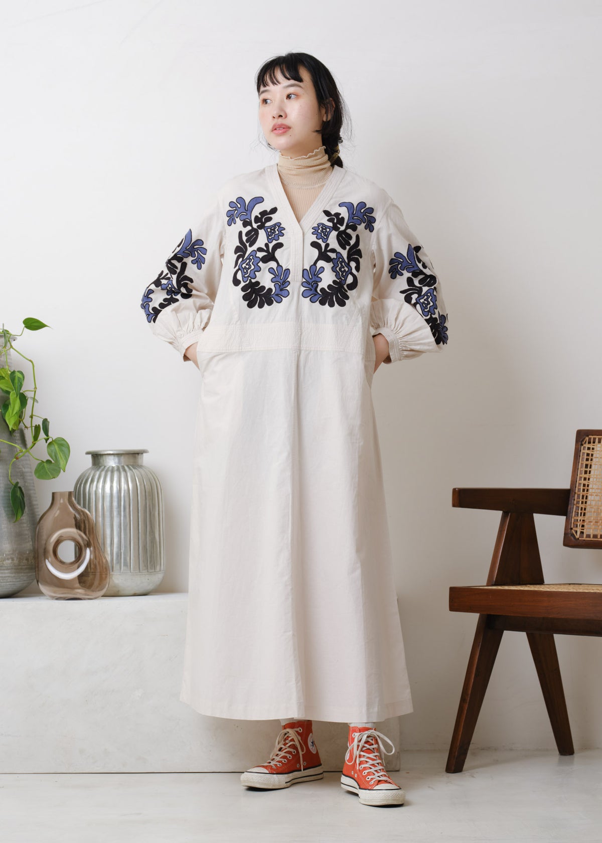 Cotton Linen Patchwork Embroidery Dress