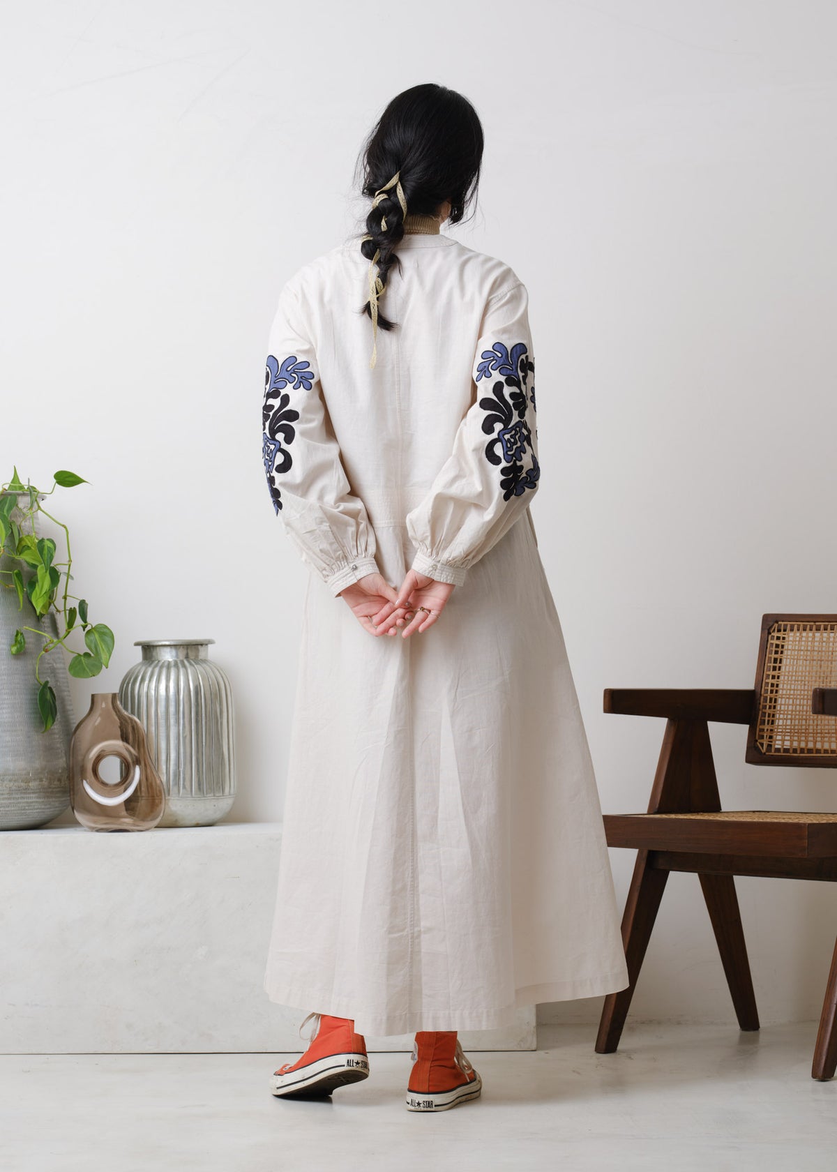 Cotton Linen Patchwork Embroidery Dress