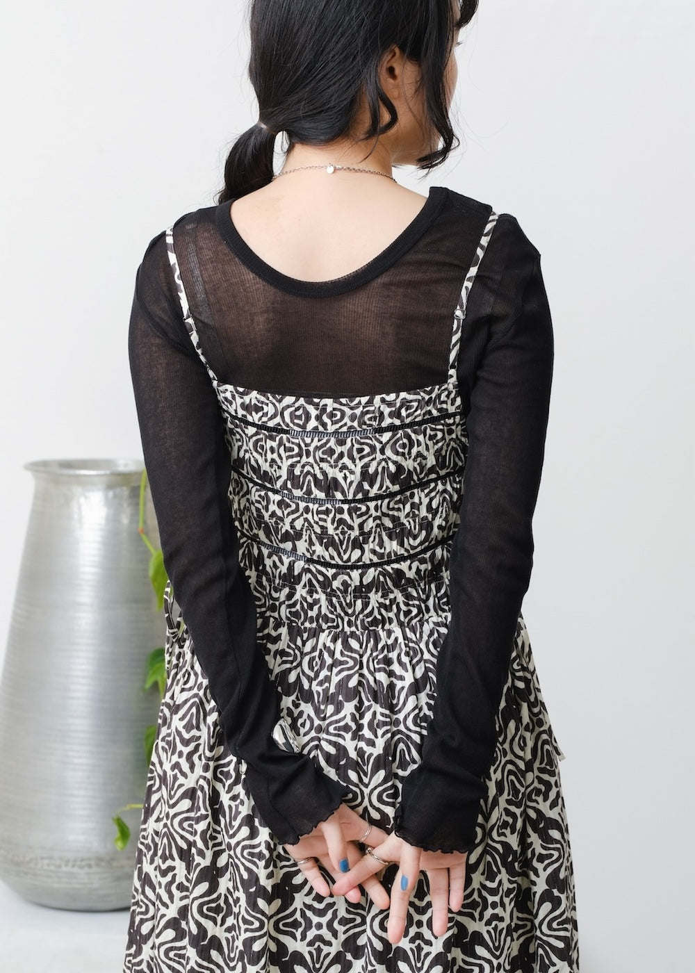 Cotton Lurex Ripple Print Cami Dress