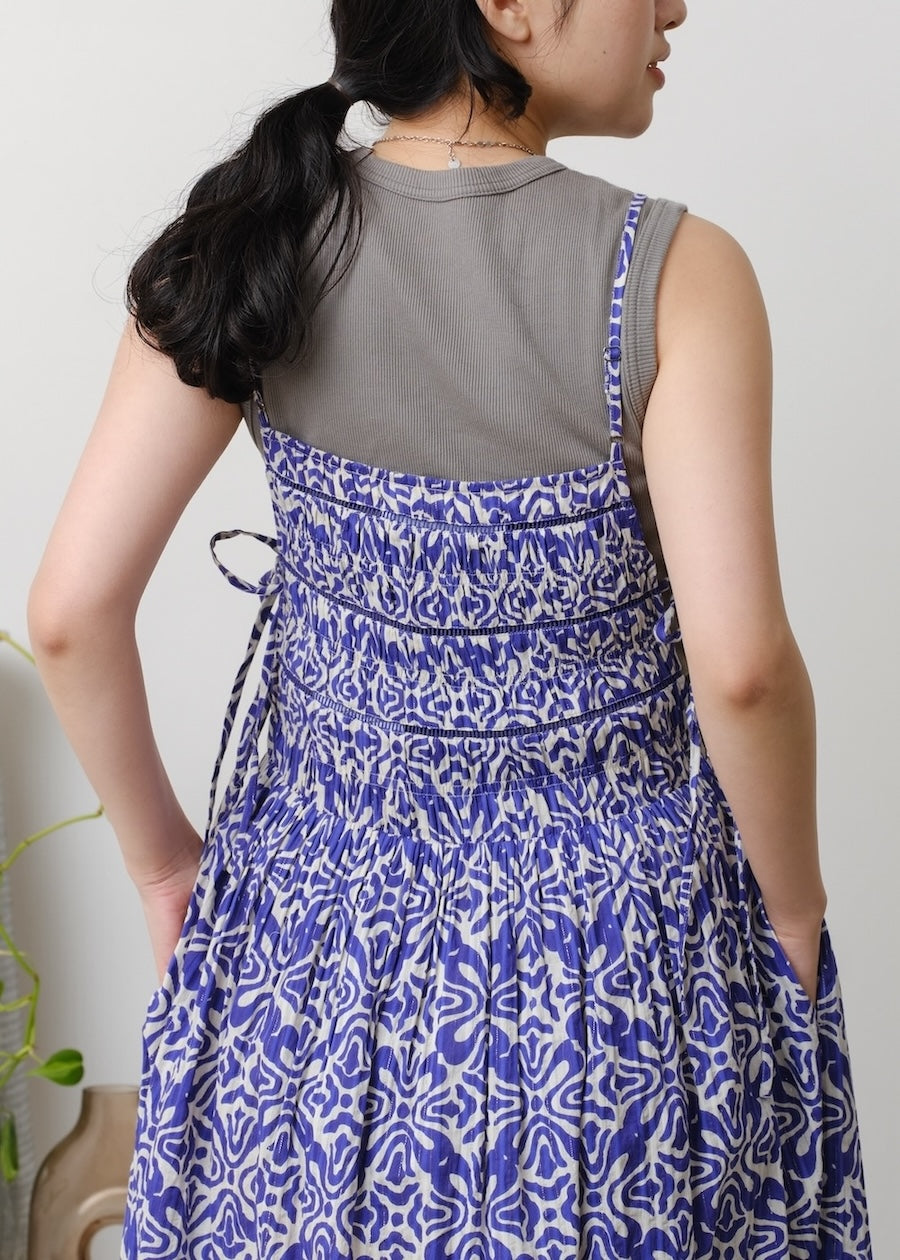 Cotton Lurex Ripple Print Cami Dress