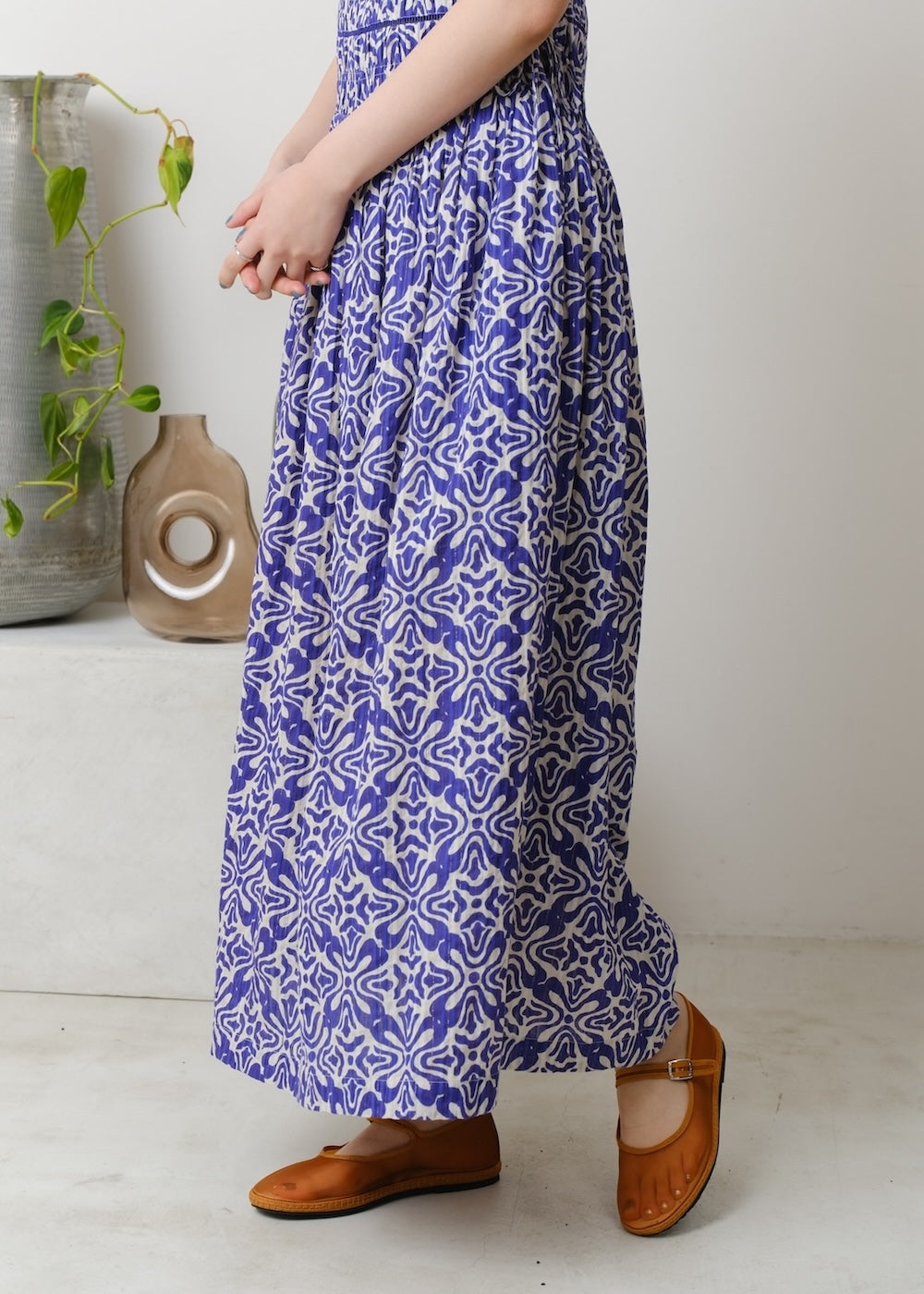 Cotton Lurex Ripple Print Cami Dress