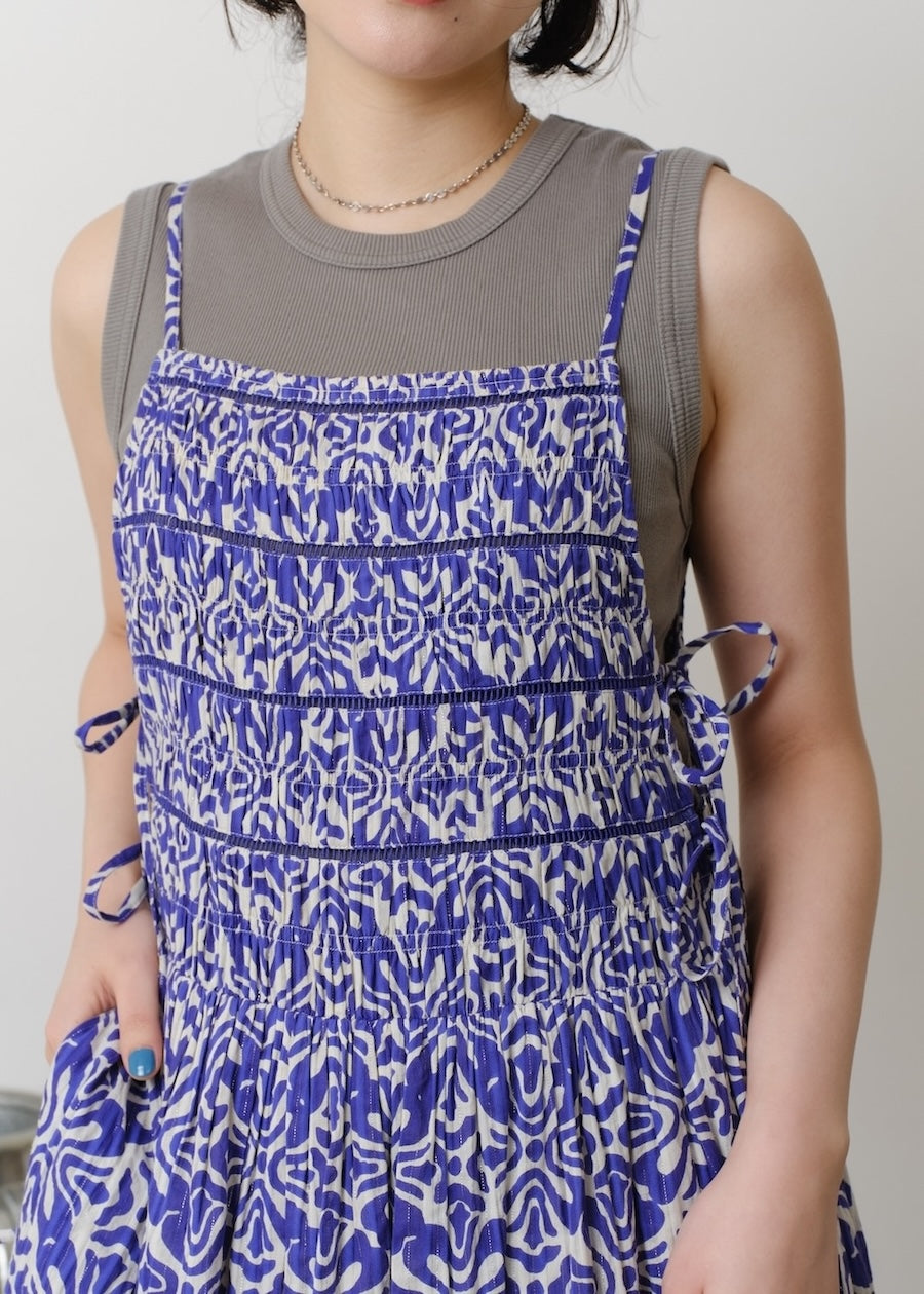 Cotton Lurex Ripple Print Cami Dress