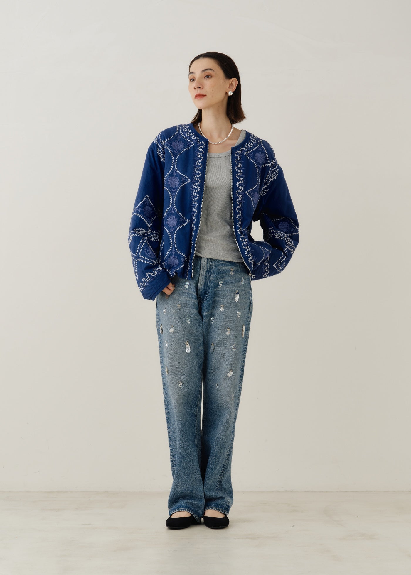 Cotton Linen Aari Embroidery Jacket | Pasand by ne Quittez pas