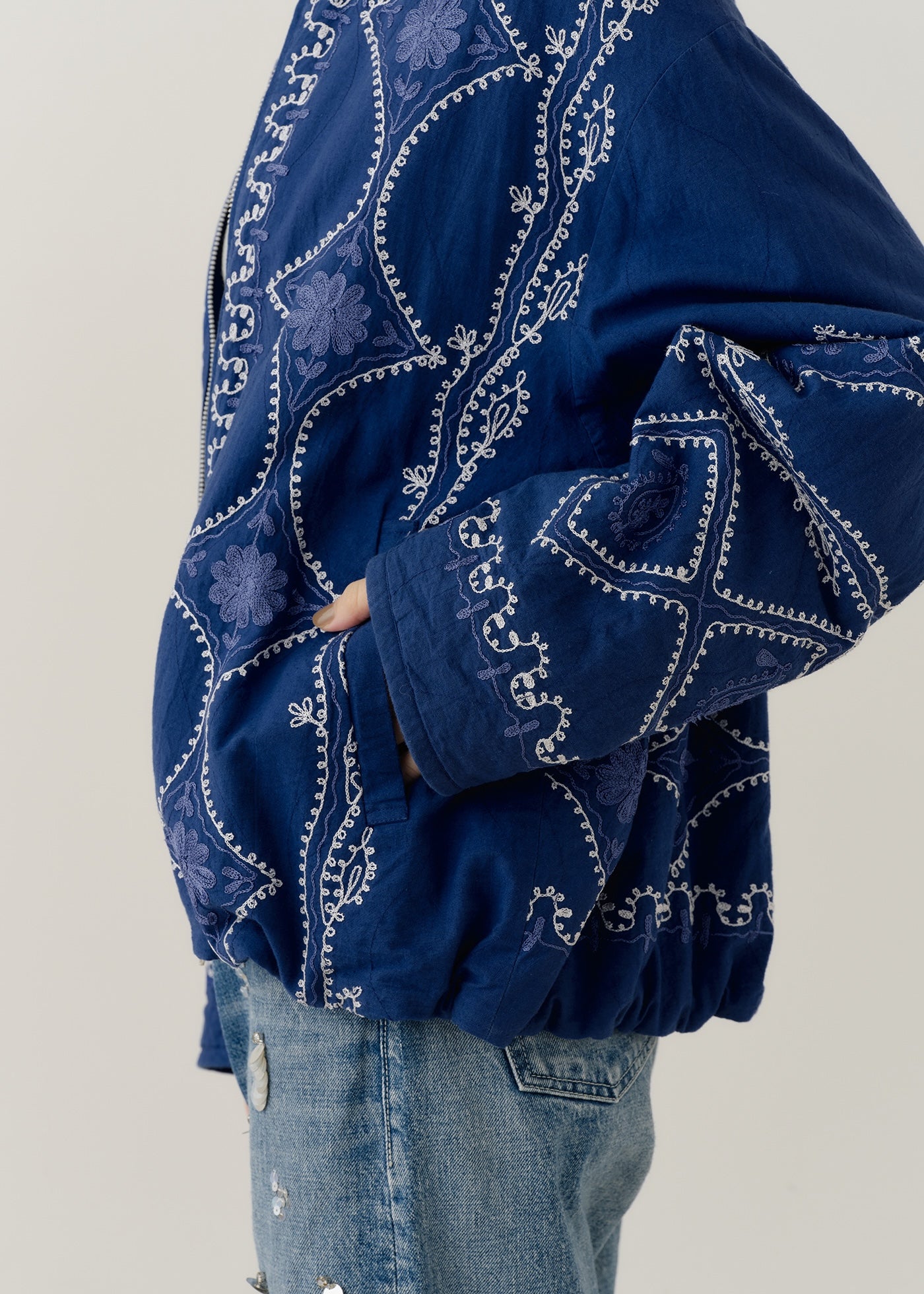 ヌキテパ　刺繍ジャケット　羽織 10/1 発売予定】Cotton Linen Aari Embroidery Jacket | Pasand