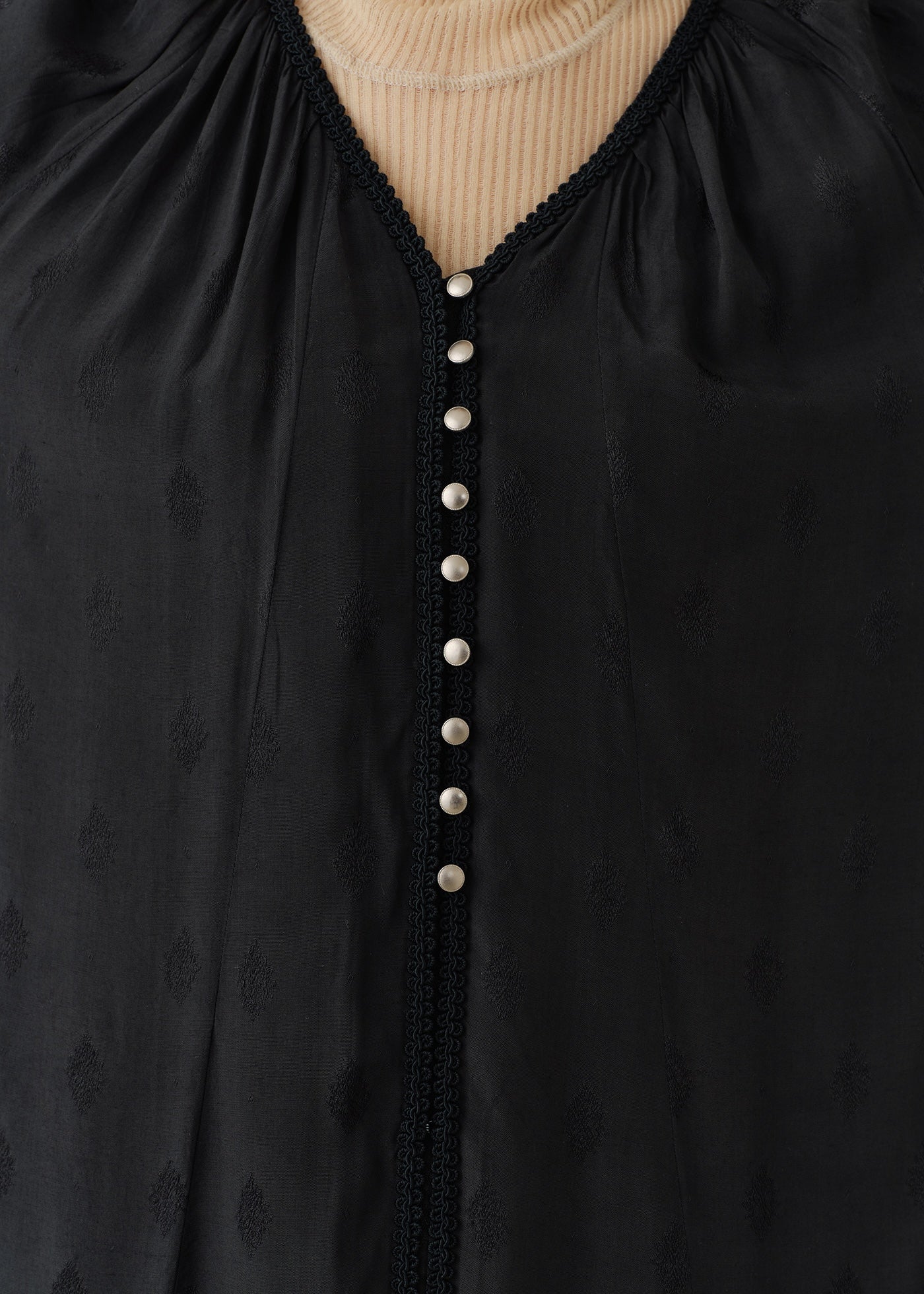 Rayon Jacquard Front Button Dress