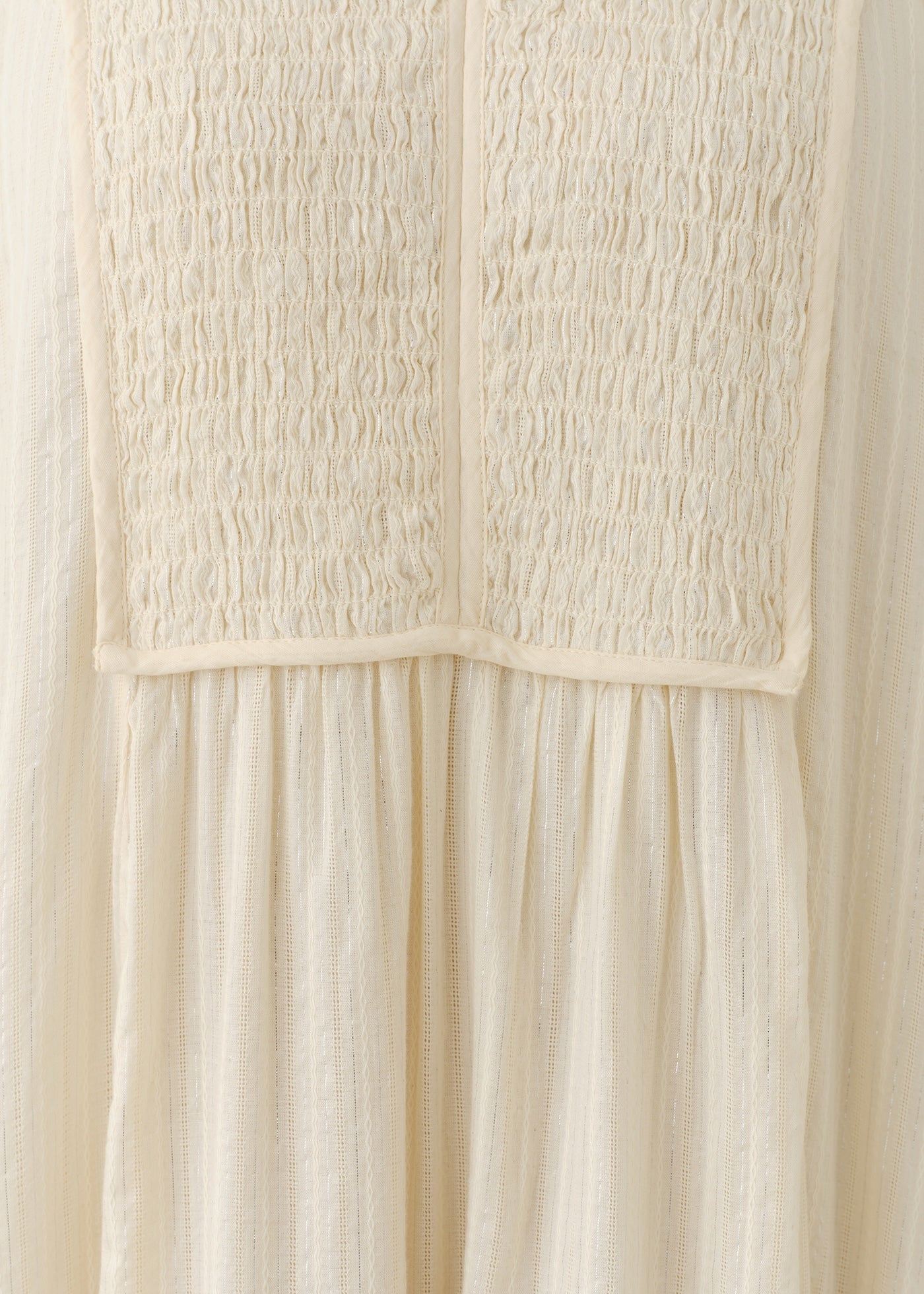 Cotton Stripe Jacquard Shirring Dress